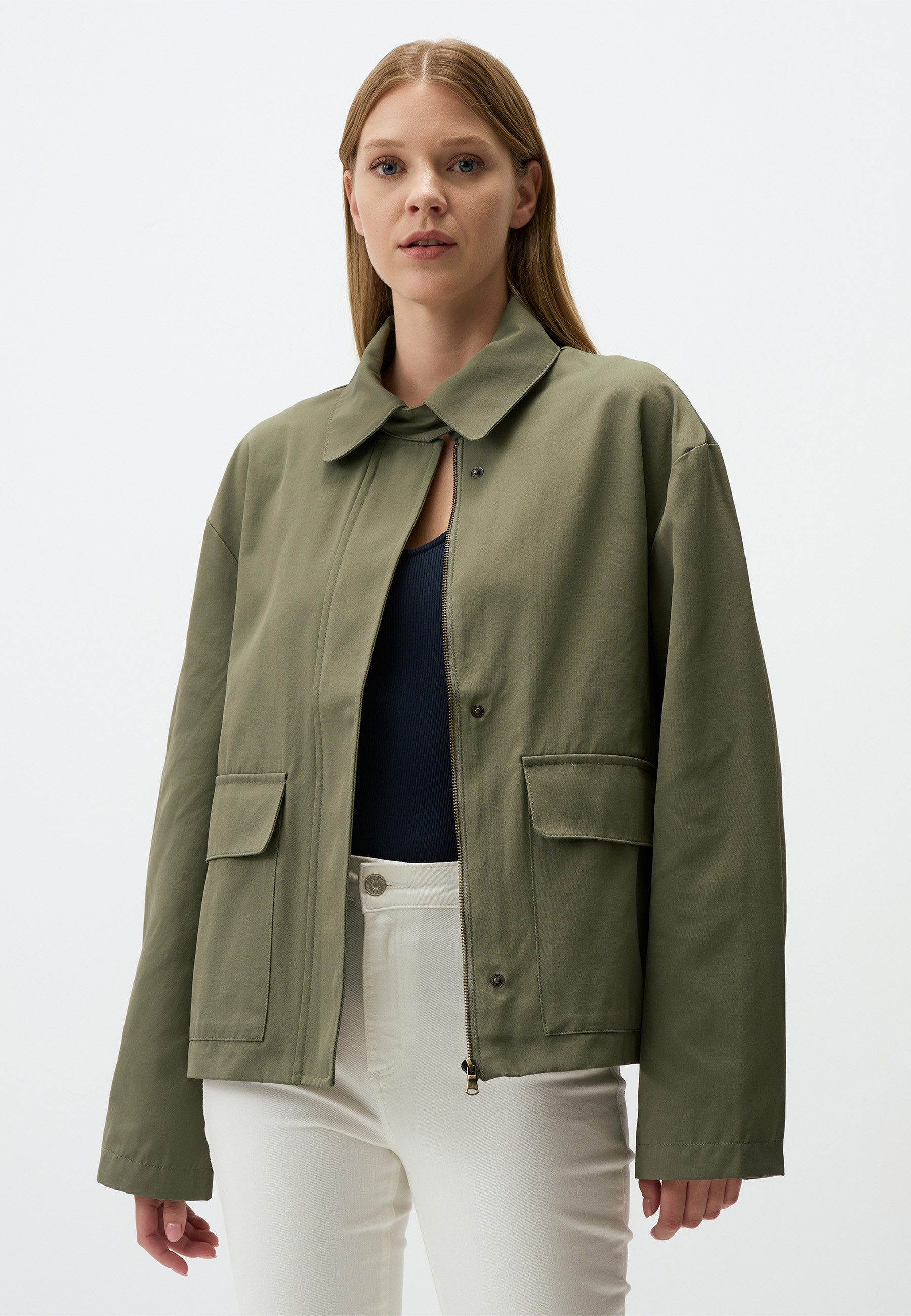 Jackett Khaki Jacke mit Taschen
