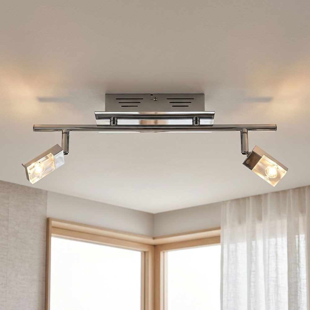 Brilliant LED Deckenleuchte, LED-Leuchtmittel fest verbaut, Warmweiß, Wandleuchte Deckenlampe Spotleuchte LED 2 Flammig schwenkbar verchromt