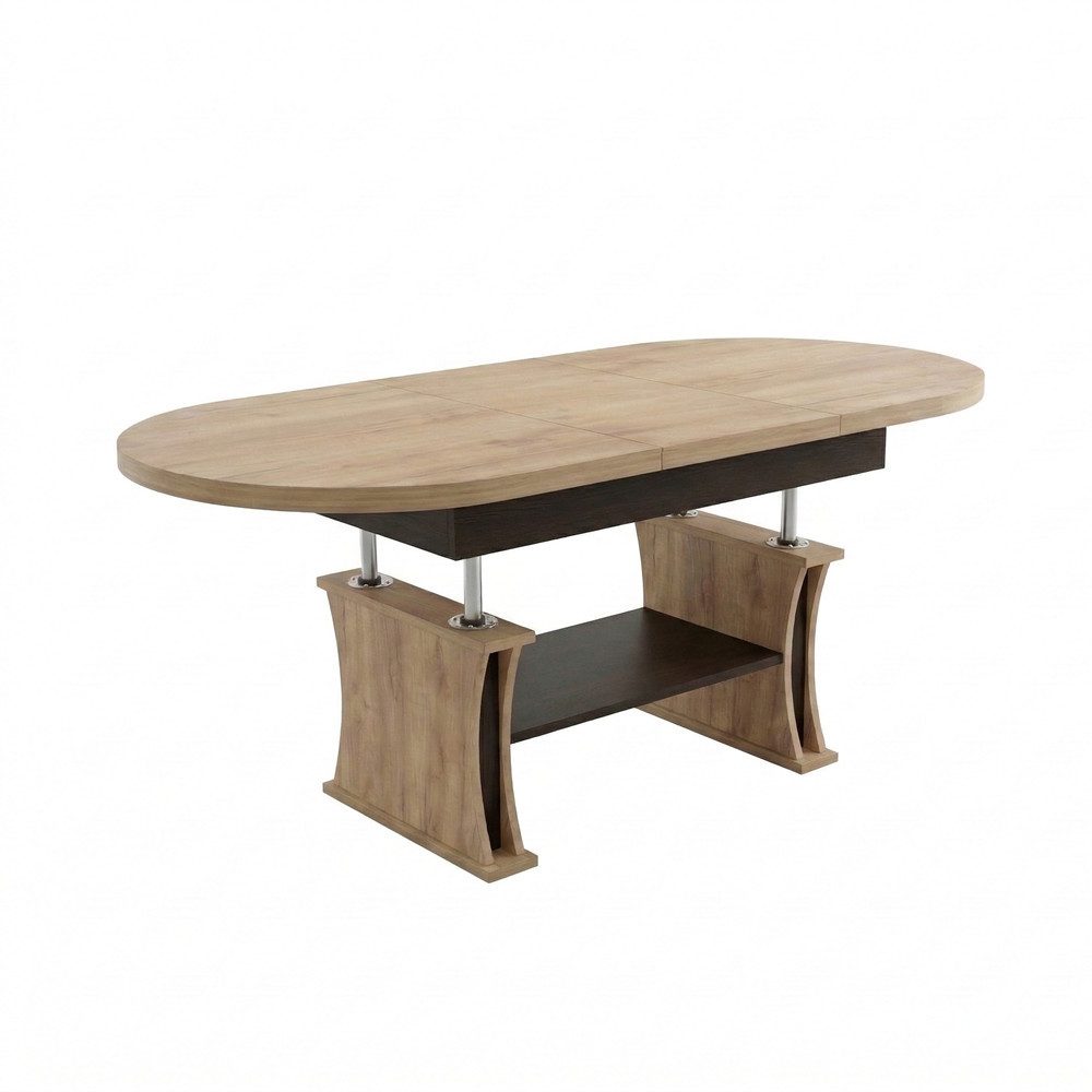designimpex Couchtisch DA-130 oval ausziehbar höhenverstellbar mit Ablage Wohnzimmer Tisch, Funktionstisch, Wohnzimmertisch, Tisch, Esstisch, Sofatisch, Rollen