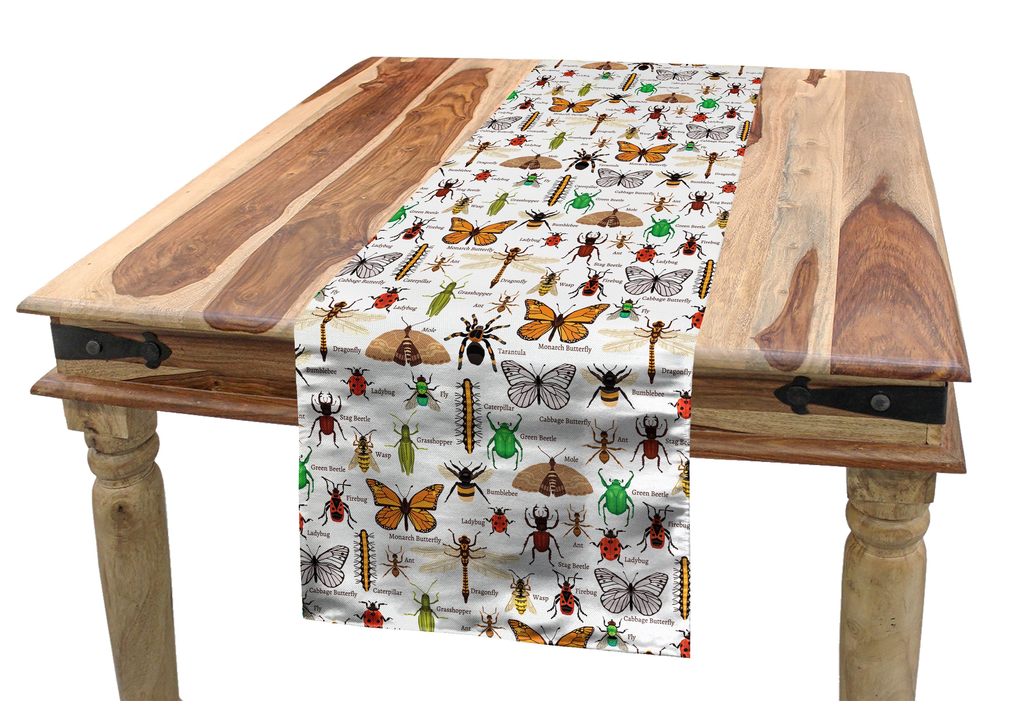 Lehrreich Tischläufer, Küche Tischläufer Wild Abakuhaus Rechteckiger Esszimmer Forest Insekten Dekorativer