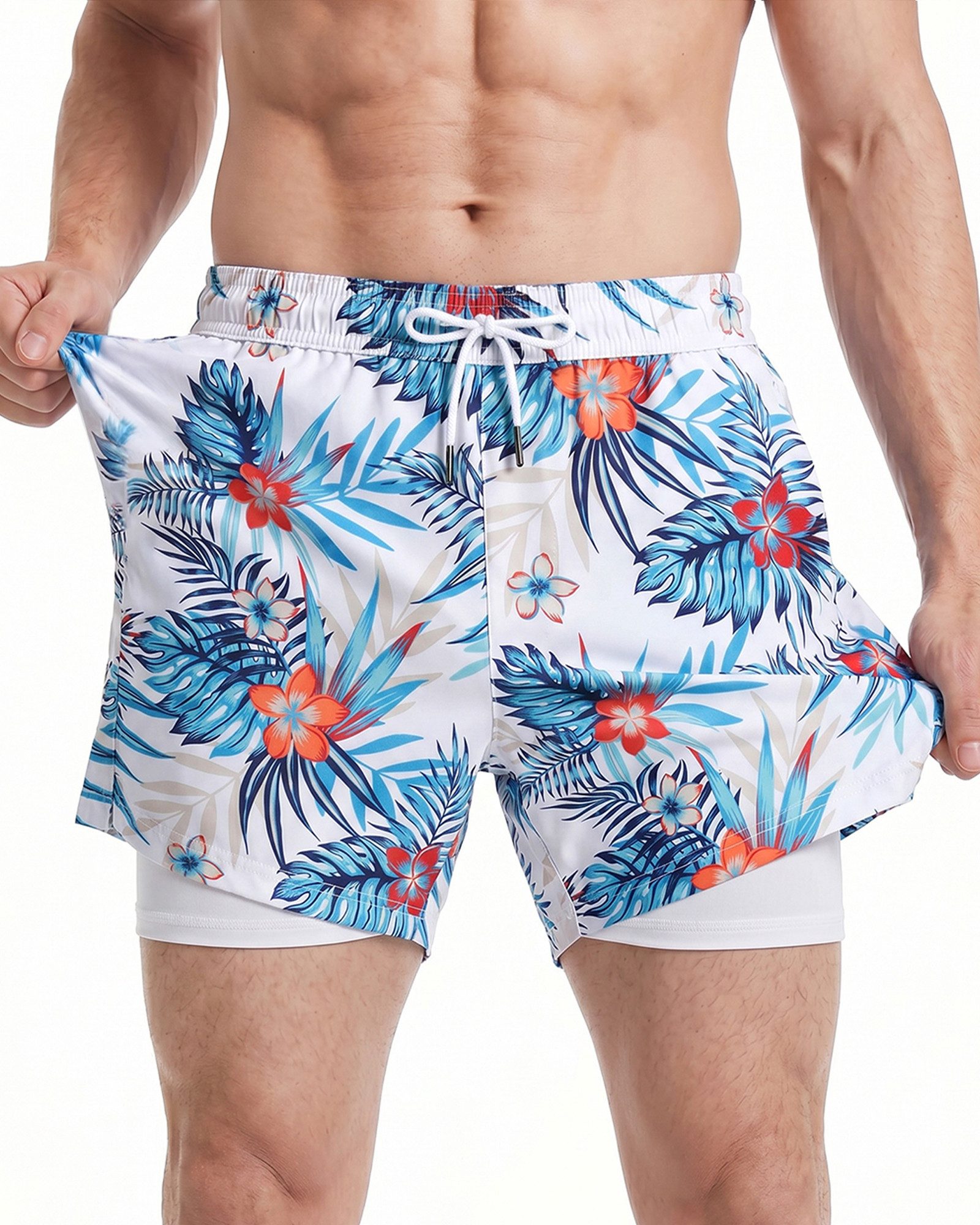 MaaMgic Shorts Herren Stretch kurze Hose Männer Badehose mit Reißverschlusstaschen (1-tlg)