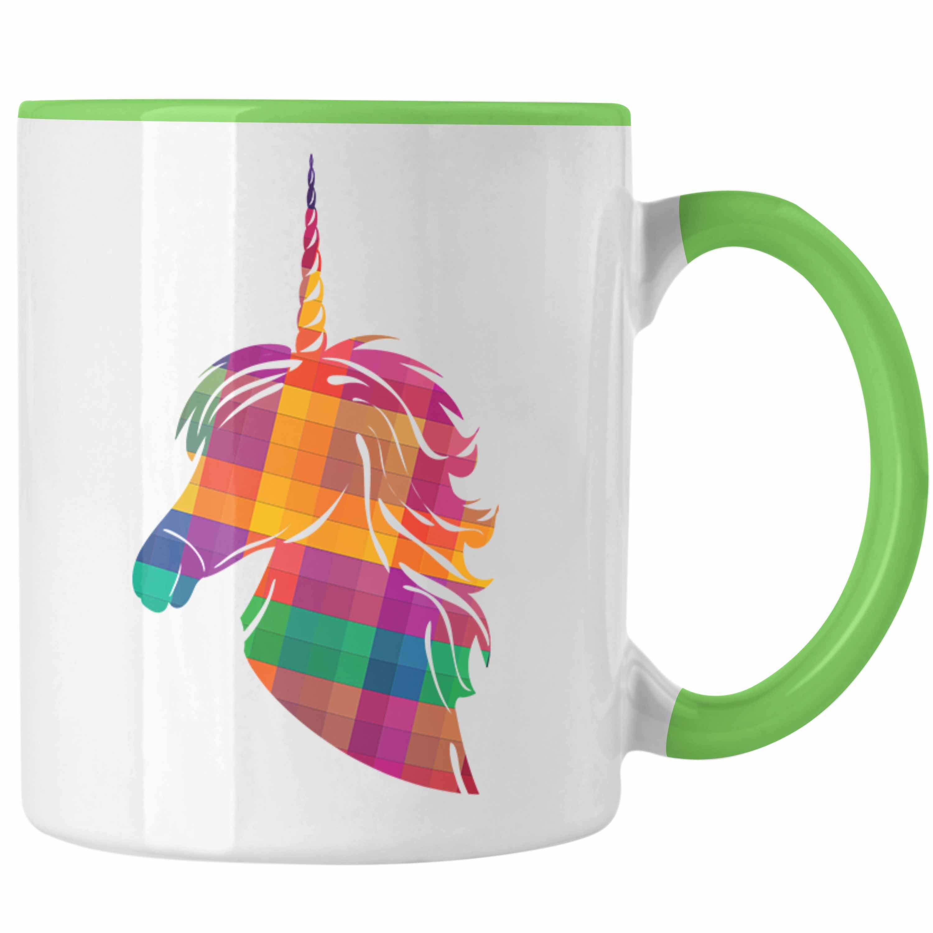 Trendation Tasse Trendation - Einhorn Polygon Tasse Geschenk Frauen Grün