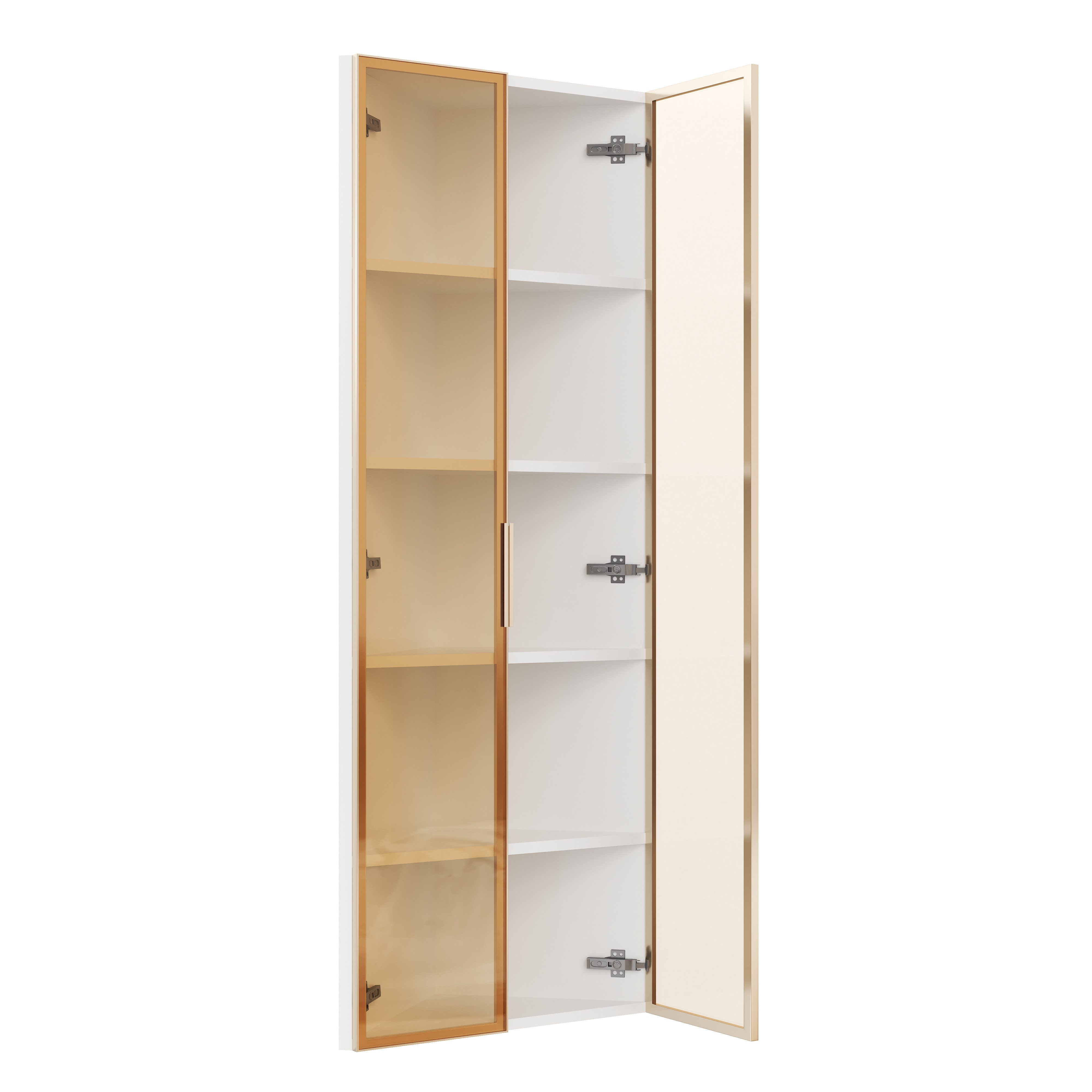 Flieks Glasvitrine Eckvitrine mit LED-Beleuchtung und 5 Fächer (1-St., B62/T35/H160 cm) Standvitrine Eckschrank Hochschrank Highboard Wohnzimmer