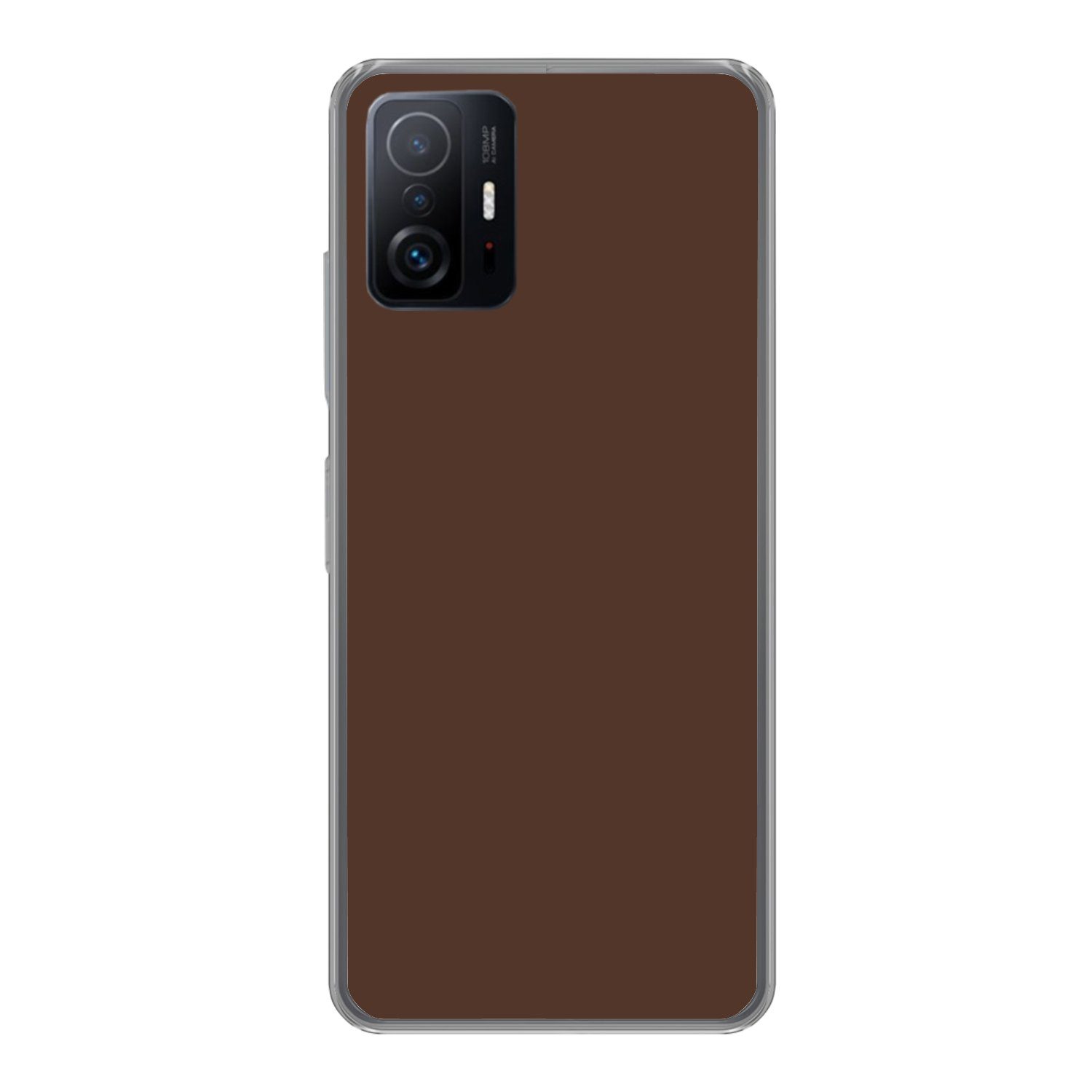 MuchoWow Handyhülle für Xiaomi 11 Lite 5G NE Braun - Dunkel - Farben, Phone Case, Silikon, Schutzhülle Dünn