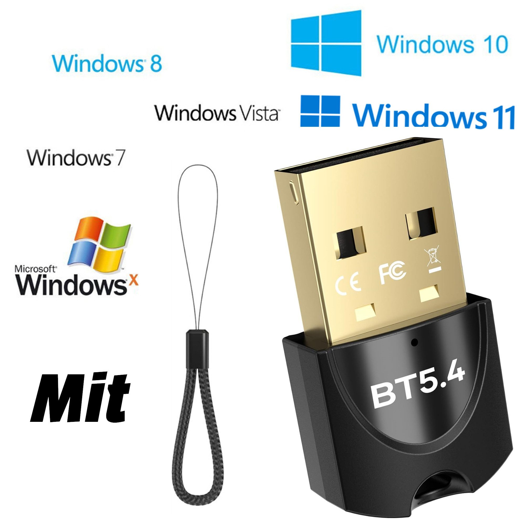 USB Bluetooth 5.4 Adapter Dongle Stick Plug&Play Laptop Maus Tastatur Bluetooth-Adapter