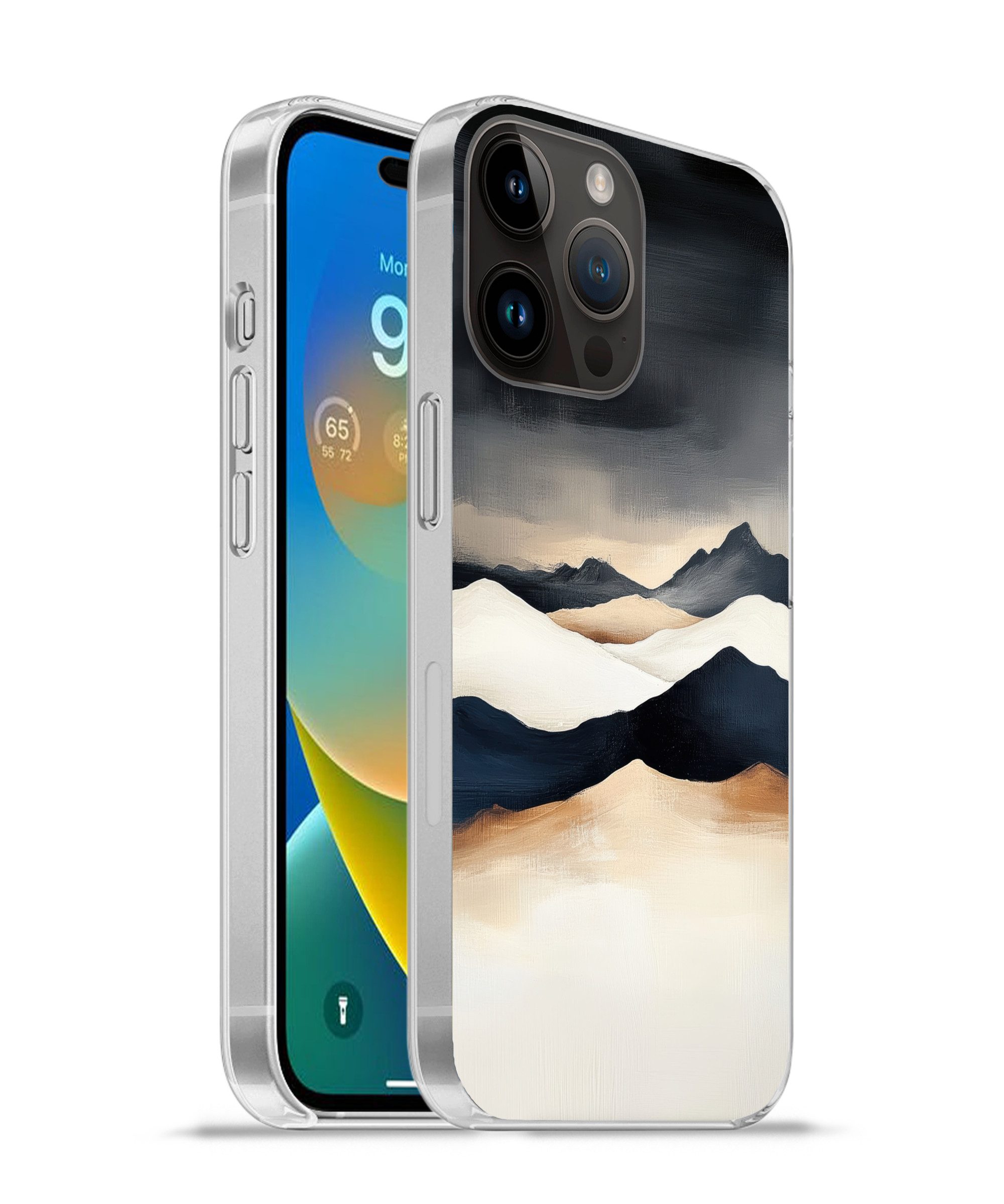 MuchoWow Handyhülle für Apple iPhone 14 Pro Max Berge - Dunkelblau - Landschaft, Smartphone-Bumper, Print, Handy Schutzhülle Dünn