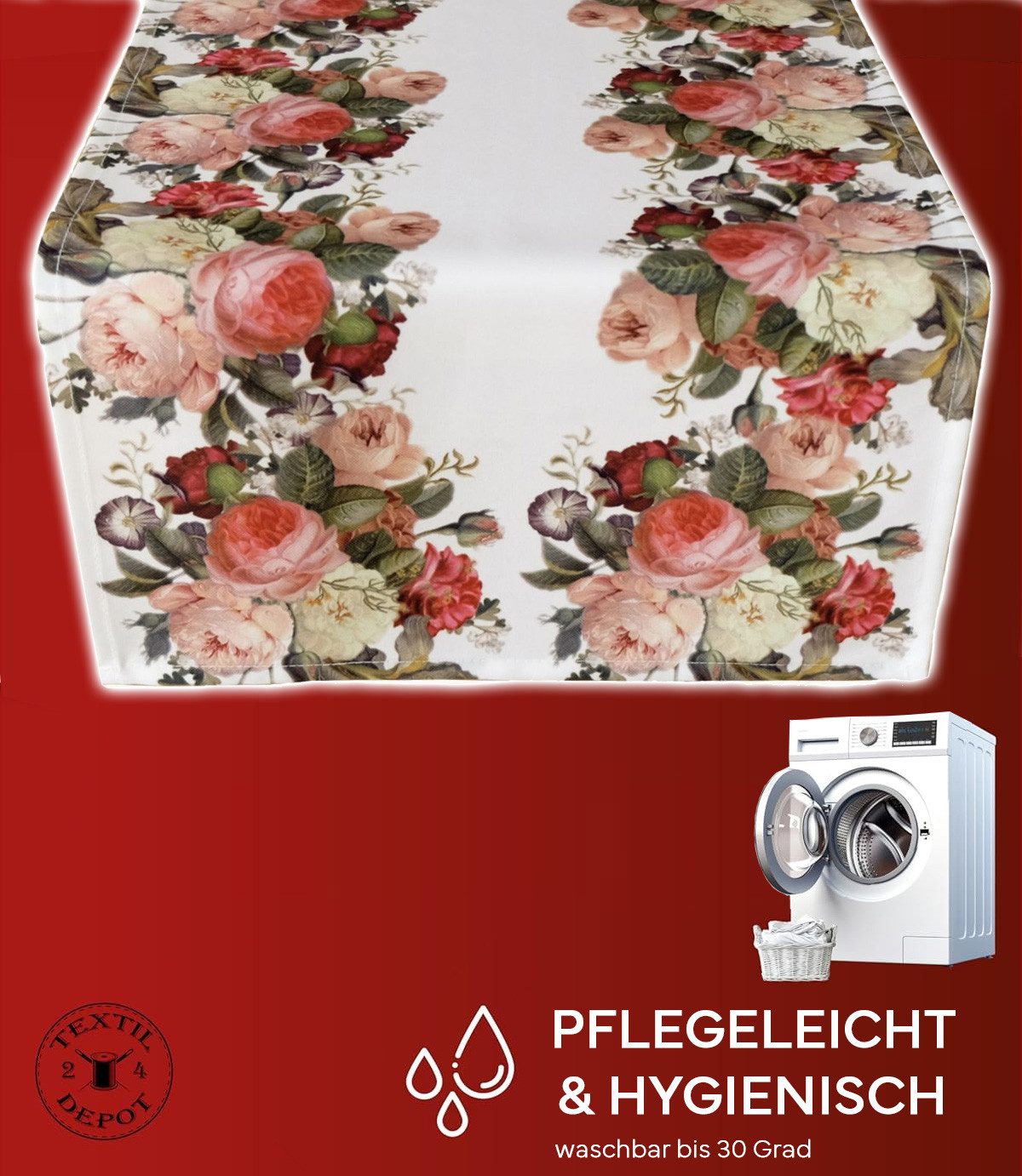 texpot Tischdecke Tischläufer Druckmotiv Rosen Frühling (1-tlg) günstig online kaufen