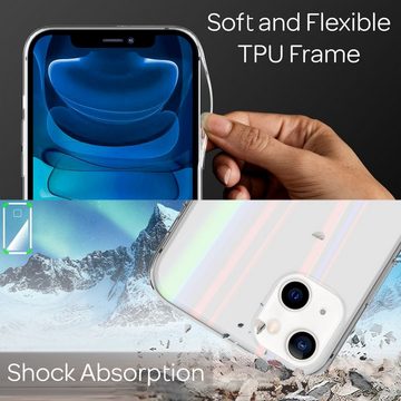Nalia Smartphone-Hülle Apple iPhone 13 Mini, Klare Hartglas Hülle / Regenbogen Effekt / Bunt Glänzend / Kratzfest