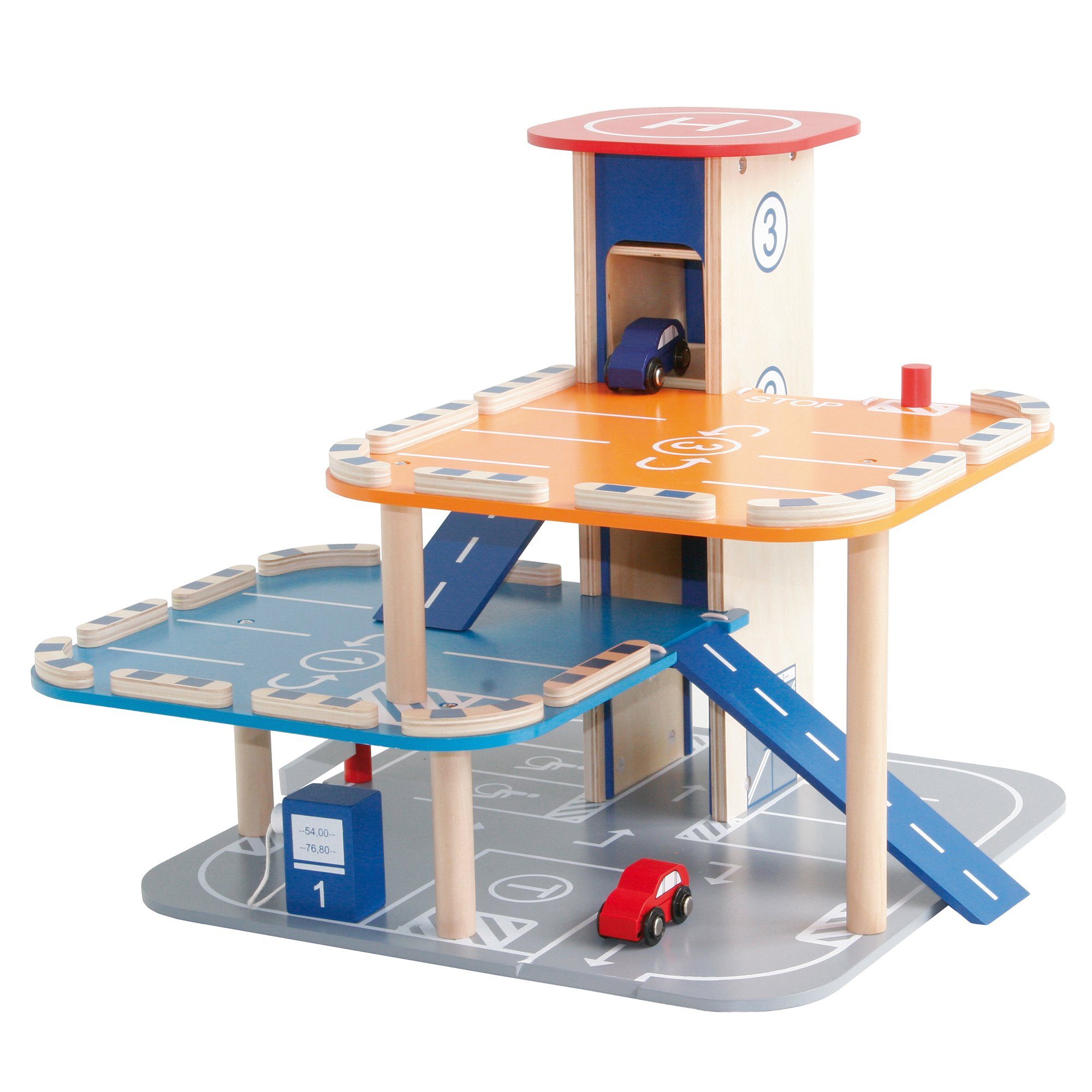 roba® Spiel-Parkhaus »Parkhaus«, aus Holz mit Lift & Tankstelle (für Hot  Wheels geeignet)