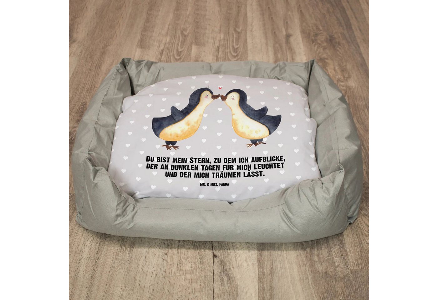 Thumbnail - Mr. & Mrs. Panda Tierbett Pinguin Liebe - Grau Pastell - Geschenk, Hocheitstag, Pärchen, Heirat, Modernes Design