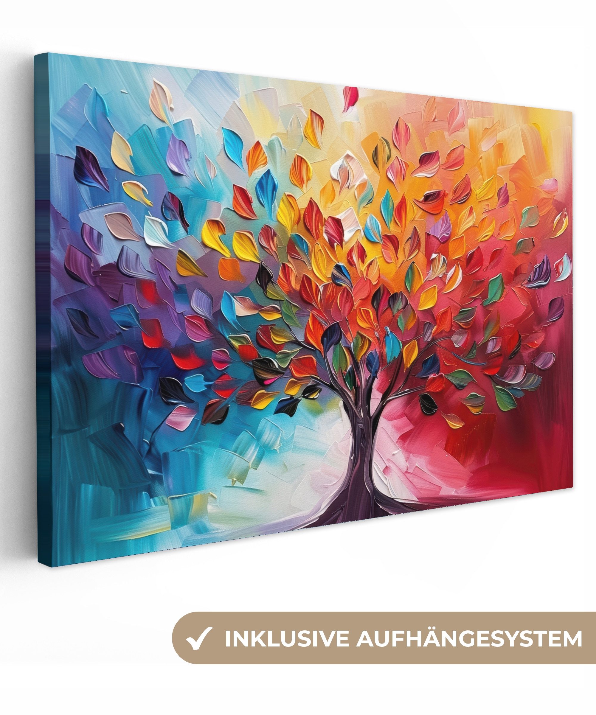 OneMillionCanvasses® Leinwandbild Baum - Lebensbaum - Bunt - Abstrakt, Foto günstig online kaufen