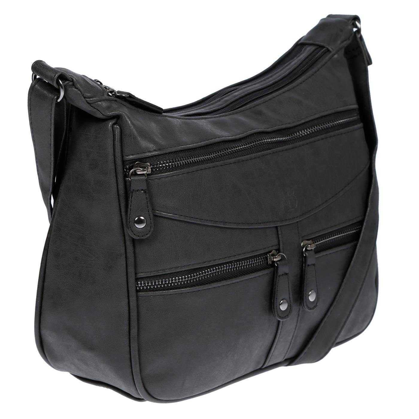 Christian Wippermann Umhängetasche Damen Tasche Schultertasche Umhängetasche Crossover (einzeln), Leder Optik Handtasche Schwarz
