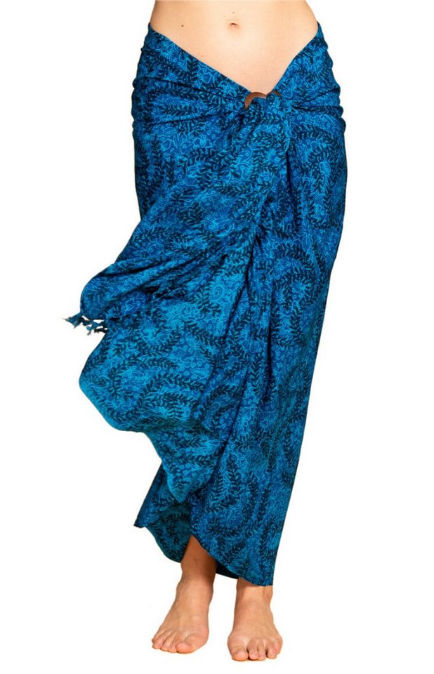 PANASIAM Sarong Pareo Tuch blickdicht Blautöne aus Viskose - Strandtuch & Wickelkleid, Viskose, Wickelrock - Bikini Cover-up - großes Schultertuch für Damen & Herren