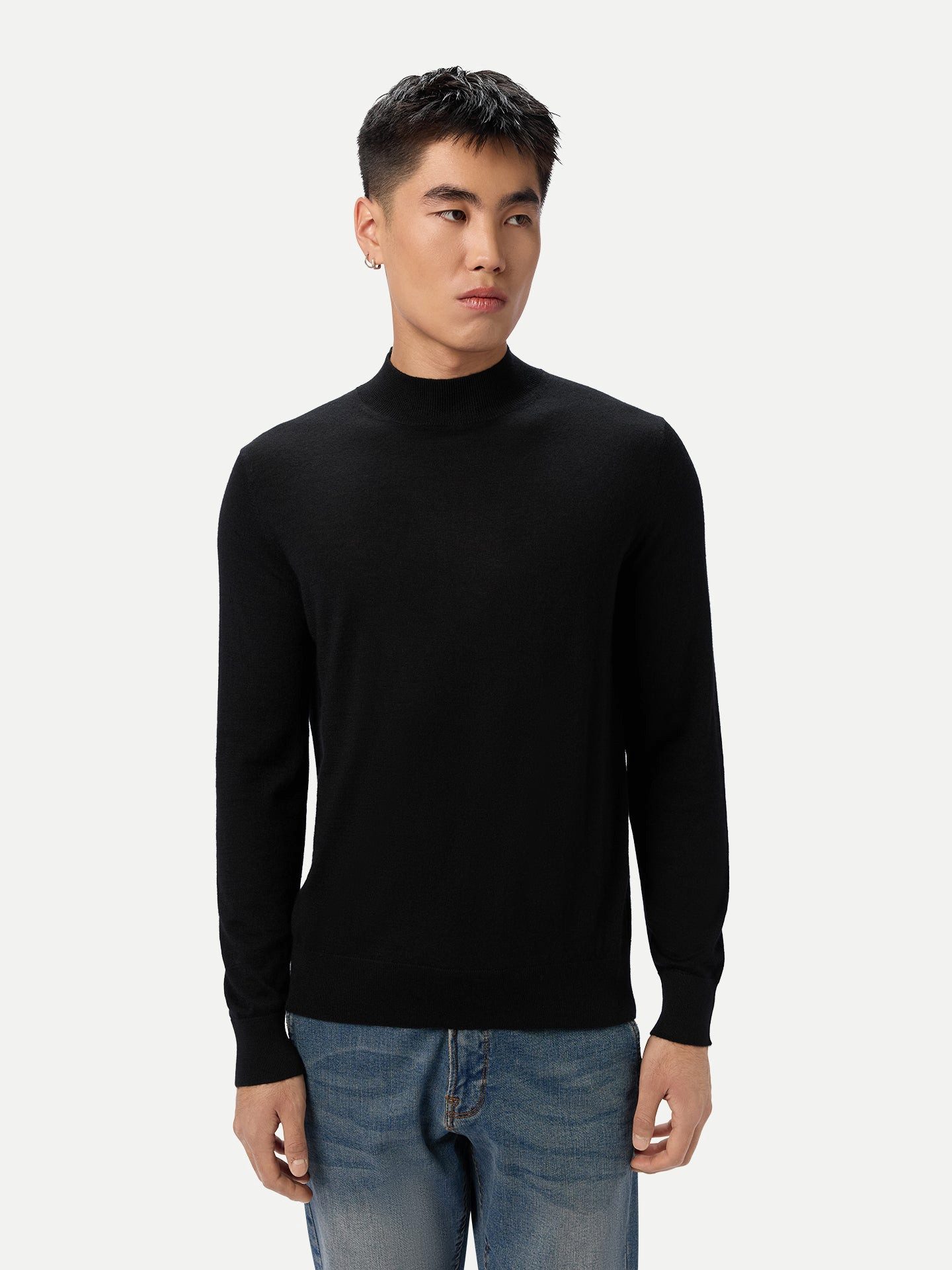GOBI Cashmere Rundhalspullover Herren Kaschmir-Seide Pullover mit Stehkragen