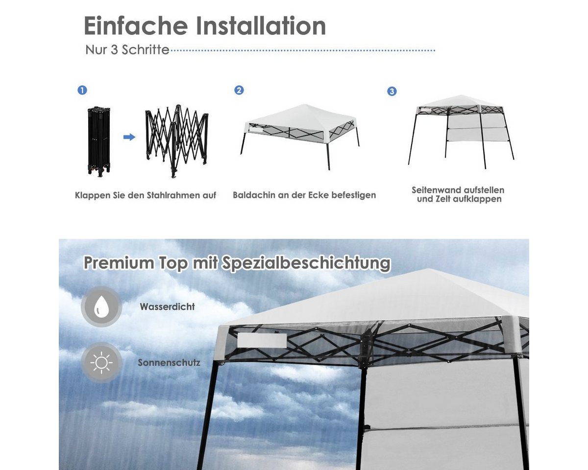 Thumbnail - COSTWAY Faltpavillon, mit Tasche, 181x181x210cm, Weiß
