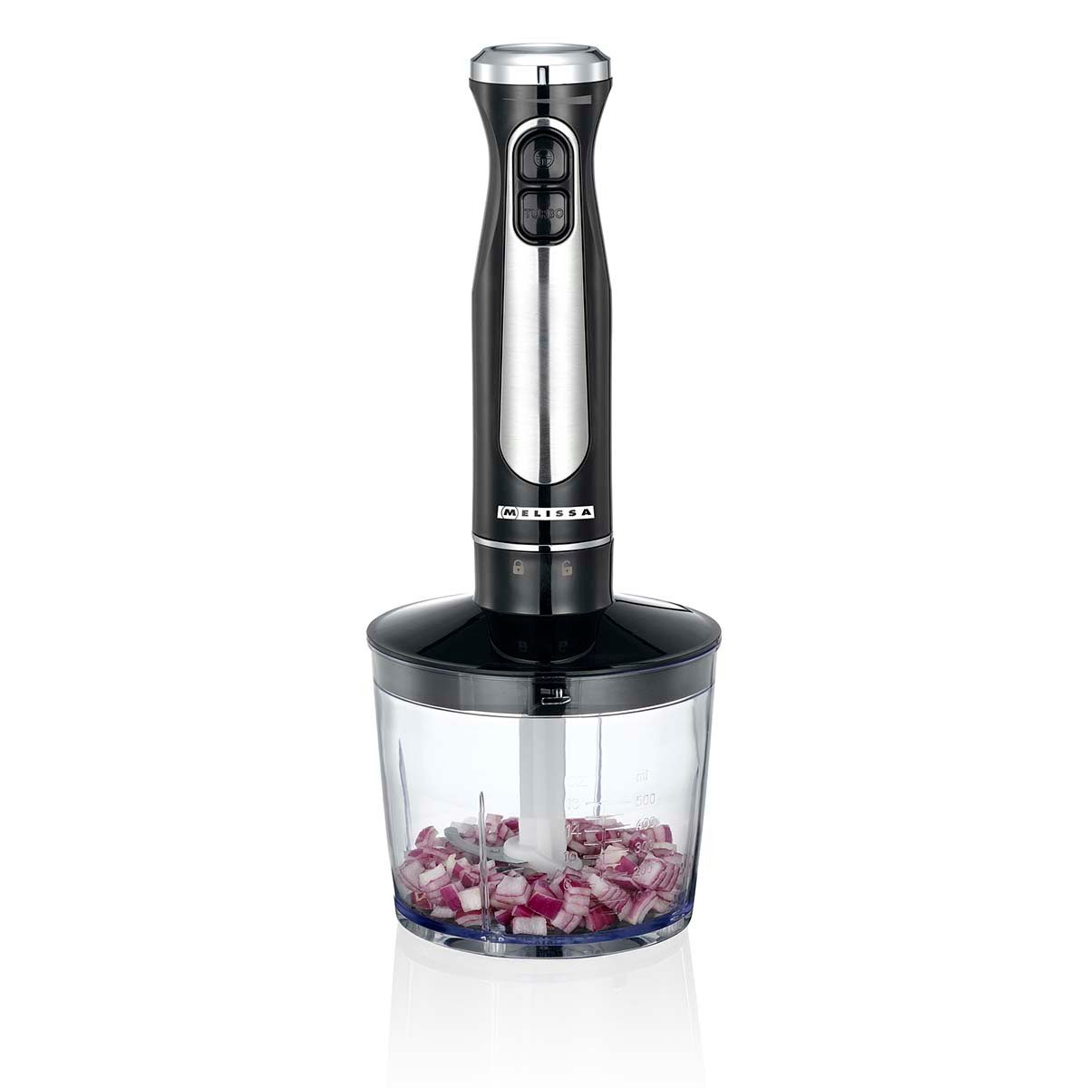 MELISSA Standmixer 16210069, 600 W, 600 W, 2 Geschwindigkeiten, Mini-Zerkleinerer und Edelstahl-Klingen