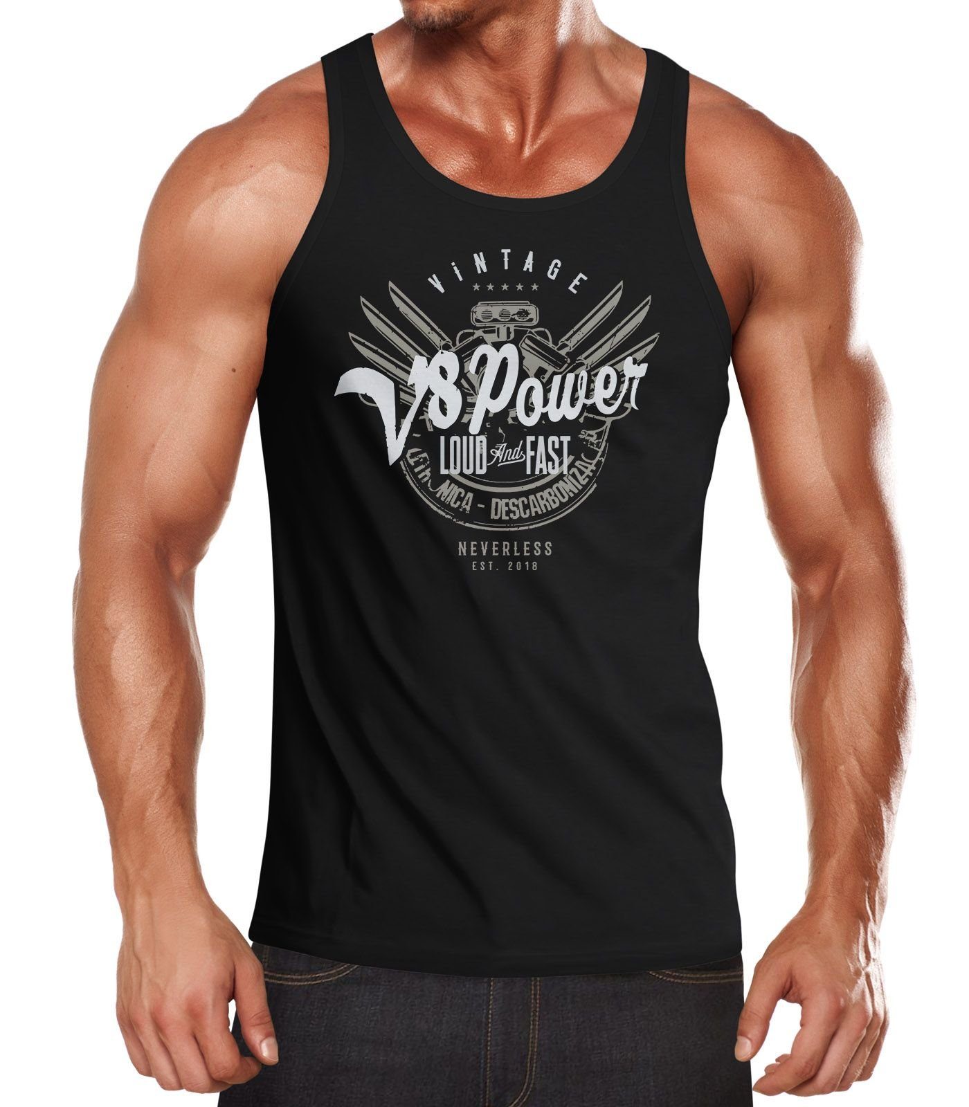 Neverless Tanktop Herren Tank-Top V8 Power Motor Block Tuning Muskelshirt Muscle Shirt Neverless® mit Print