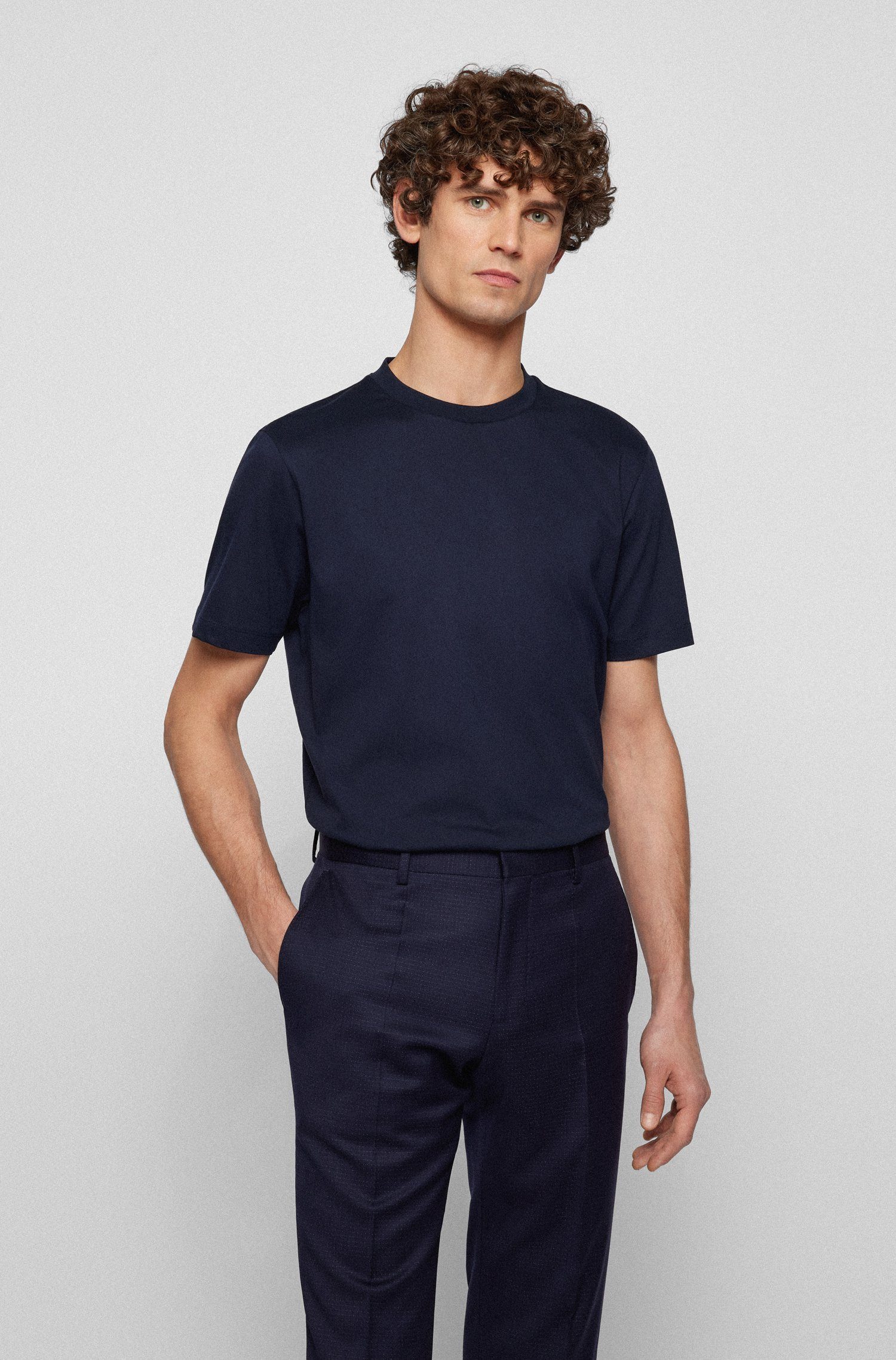 T-Shirt Thompson BOSS (1-tlg) (404) Blau