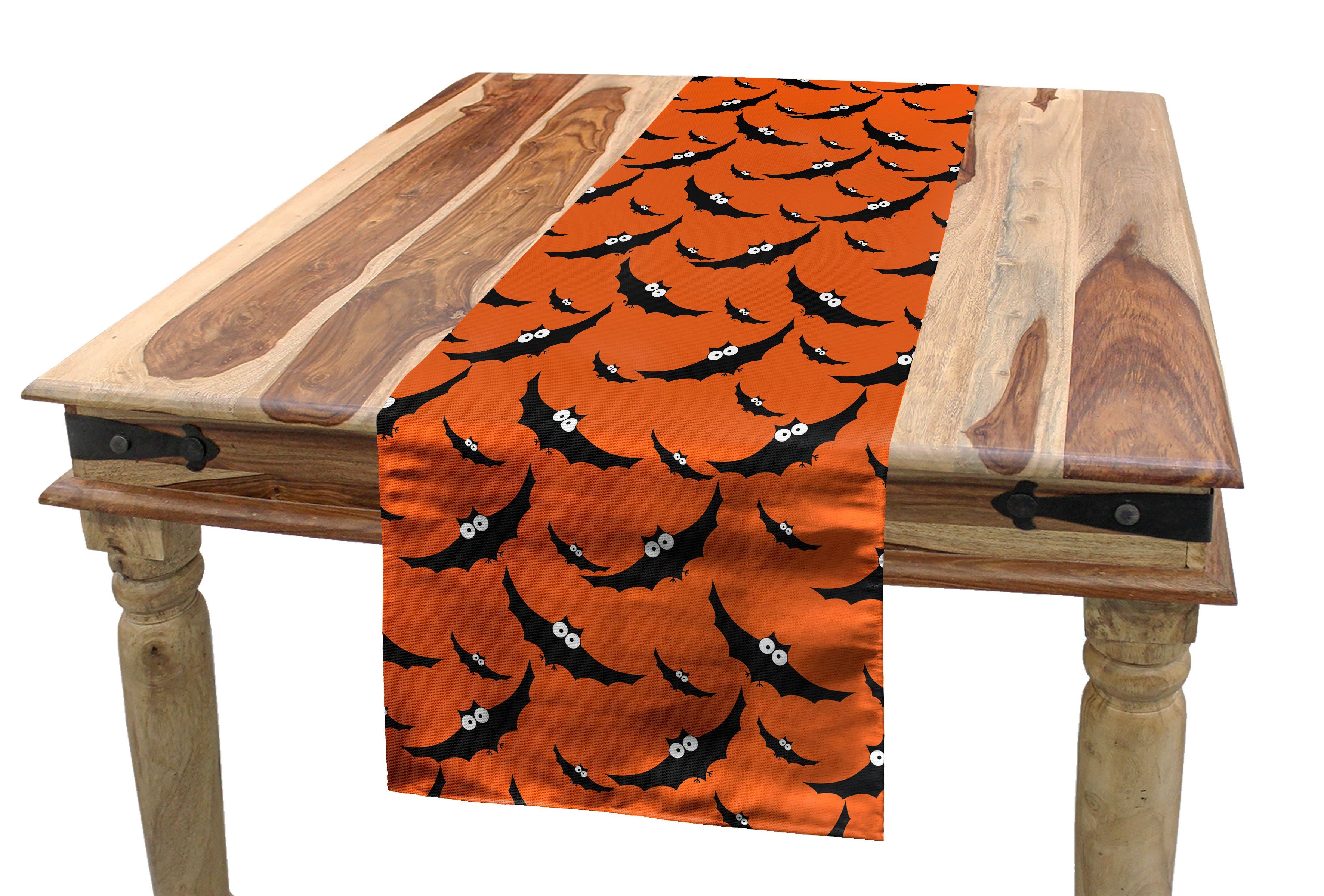 Abakuhaus Tischläufer Esszimmer Küche Rechteckiger Dekorativer Tischläufer, Orange und Schwarz Fliegen-Schläger Wiederholung | Tischläufer