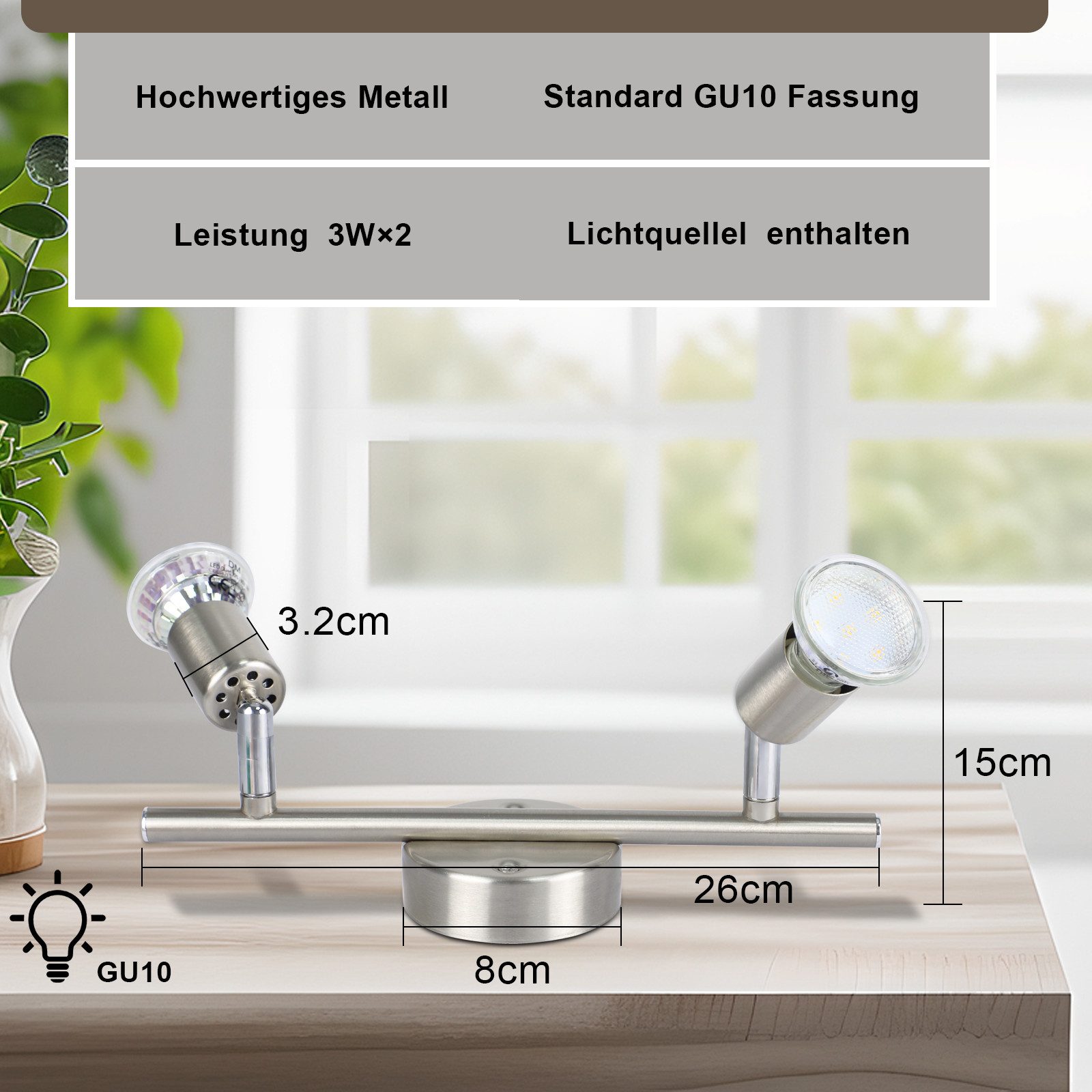 ZMH Deckenstrahler GU10 1/2/3/4 Flammig Modern Deckenleuchte Flur Leuchtmittel Enthalten, Augenschutz, Einfache Installtion, LED wechselbar, Schwenbar 350° Industrial Schlafzimmerlampe