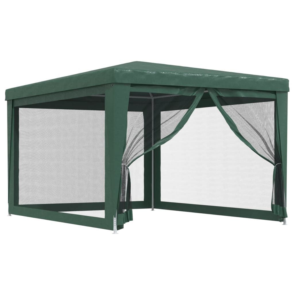 vidaXL Pavillon grün Pavillon Partyzelt mit 4 Mesh-Seitenwänden Grün 3x4 m HDPE