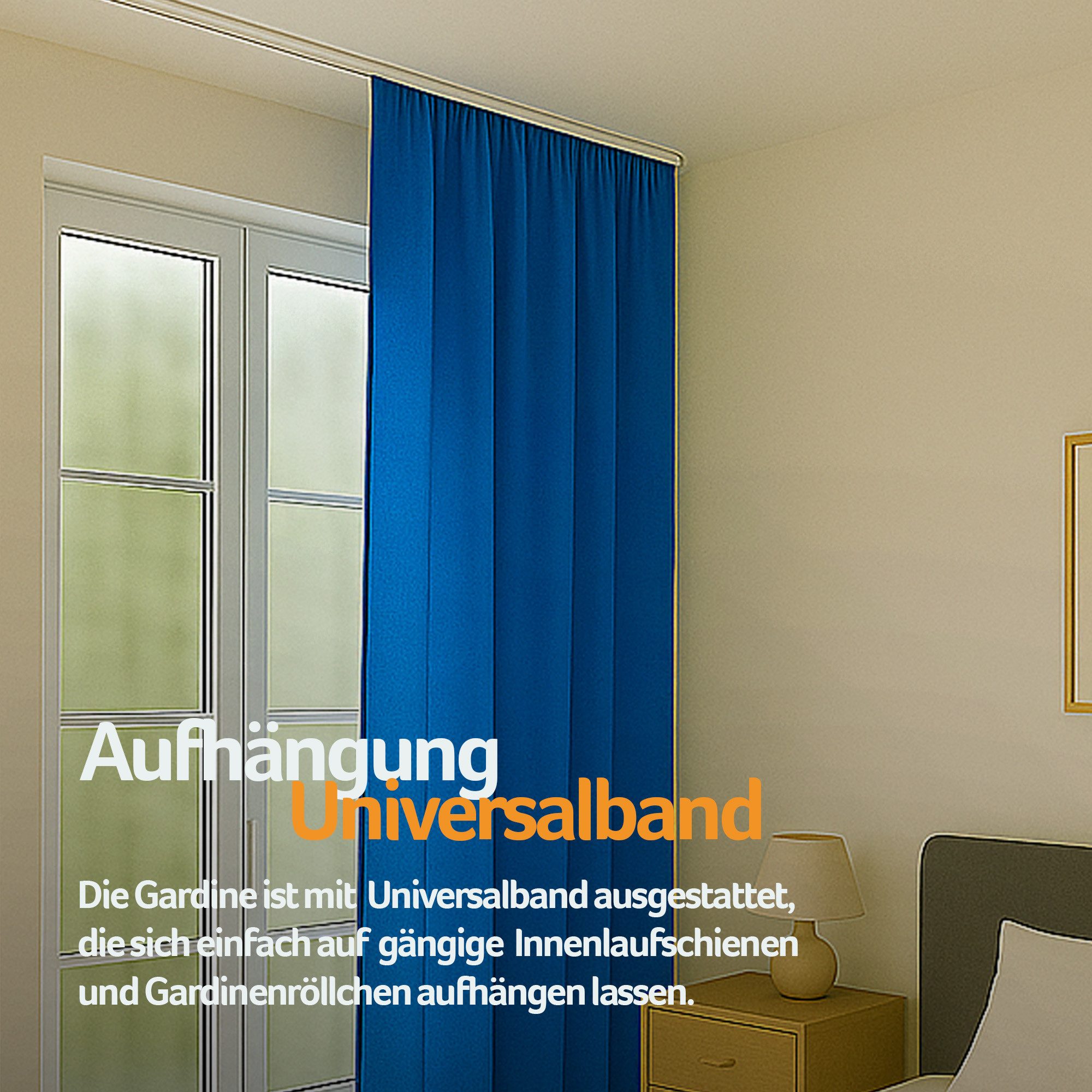 Bestlivings Vorhang "Ellen" mit Universalband (1 St), Kräuselband, blickdicht, Polyester, Mikrofaser satinähnlich, einfarbig, waschbar bei 30°C, meist bügelfrei – Bild 3 von 5