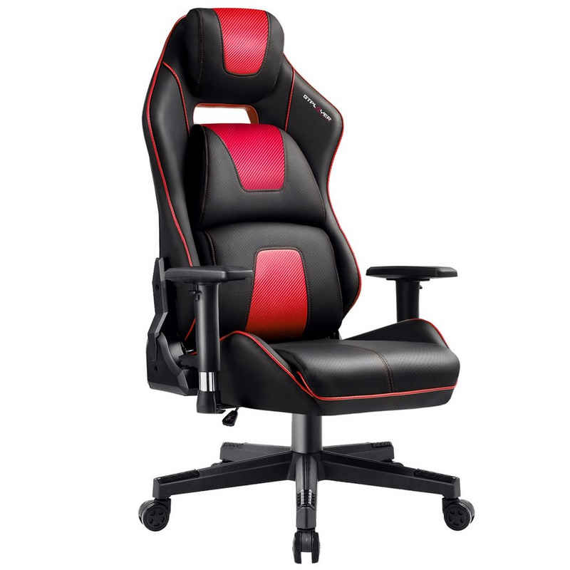 GTPLAYER Gaming-Stuhl Bürostuhl Chefsessel Drehstuhl mit 4D Armlehnen Wippfunktion (Packung), 170°Neigungswinkel, maximal belastbar 150kg