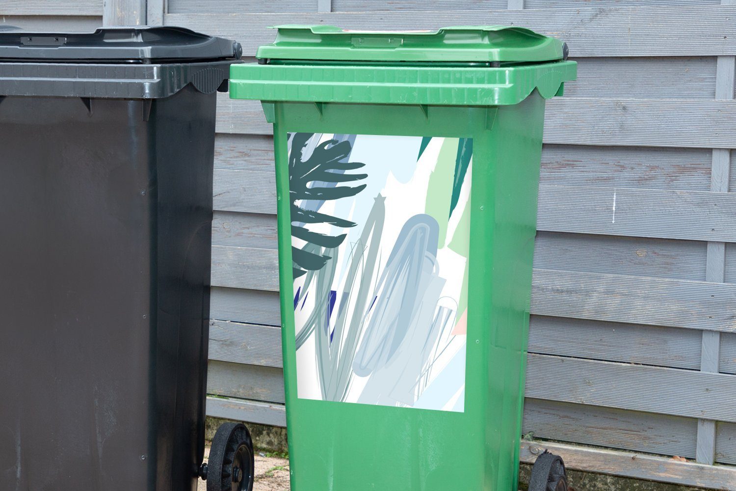 Container, MuchoWow St), Abfalbehälter Mülltonne, Weiß Mülleimer-aufkleber, (1 Grün - - Sticker, Sommer Farbe Wandsticker -
