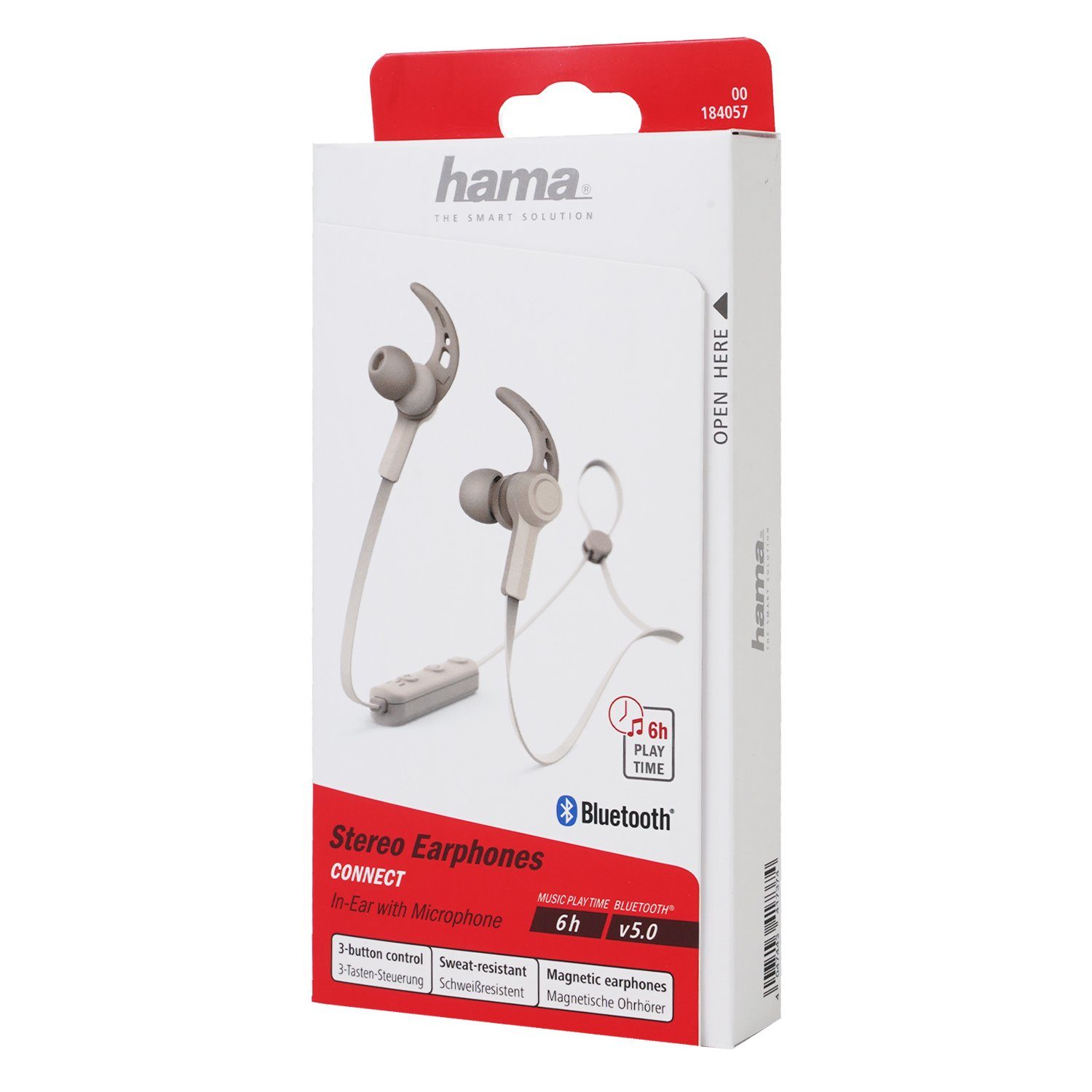 Hama Sport BT Kopfhörer Bluetooth Headset Ohrbügel Smartphone-Headset (Anruffunktion, Bluetooth, Mikrofon, Wiedergabe-Steuerung, Bluetooth 5.0, Ear-Hook Schweißfest Anruf-Funktionen Wiedergabe-Steuerung Mikrofon)