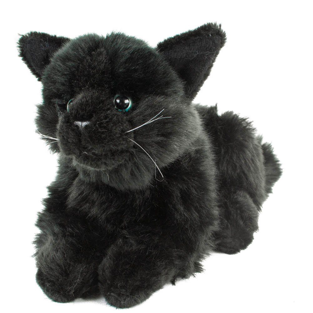 Teddys Rothenburg Kuscheltier Katze Merle schwarz 30 cm liegend Stoffkatze Plüschtier (Plüschatze, Stofftier, Kätzchen)
