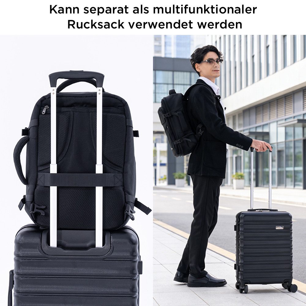 VALLSERO Koffer 16/20Zoll Hartschalen-Trolley 30/40L Hartschalenkoffer ABS Material, 40L Koffer + 25L-Laptop-Rucksack, an Bord von Flugzeugen erlaub