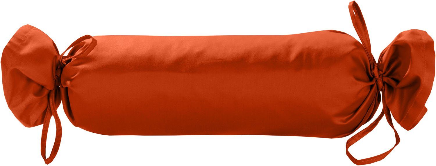 BETTWAESCHE-MIT-STIL Bezug uni Stück) einfarbig, Satin Nackenrollen (1 15x40 Nackenrollenbezug Orange Mako