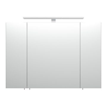 Lomadox Spiegelschrank RIMAO-100 90cm in weiß mit LED-Beleuchtung, B/H/T 90/62-67/17 cm