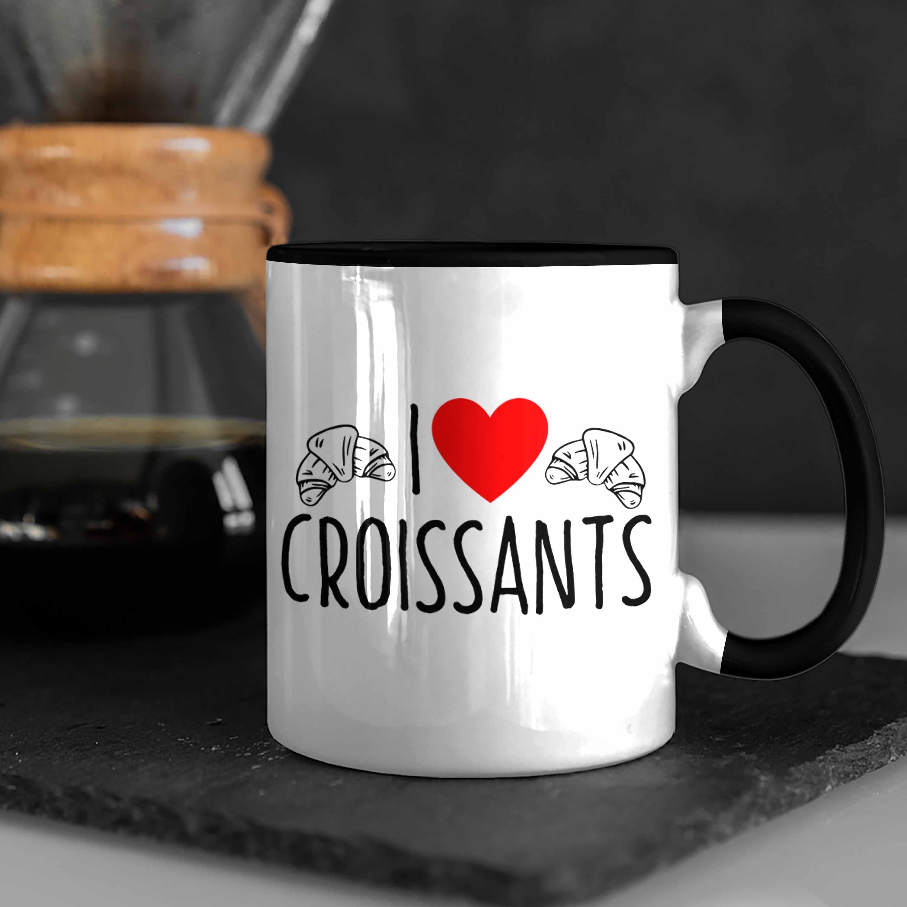Tasse Schwarz Croissants" Love Tasse Fr "I Croissant-Liebhaber Lustiges Trendation für Geschenk