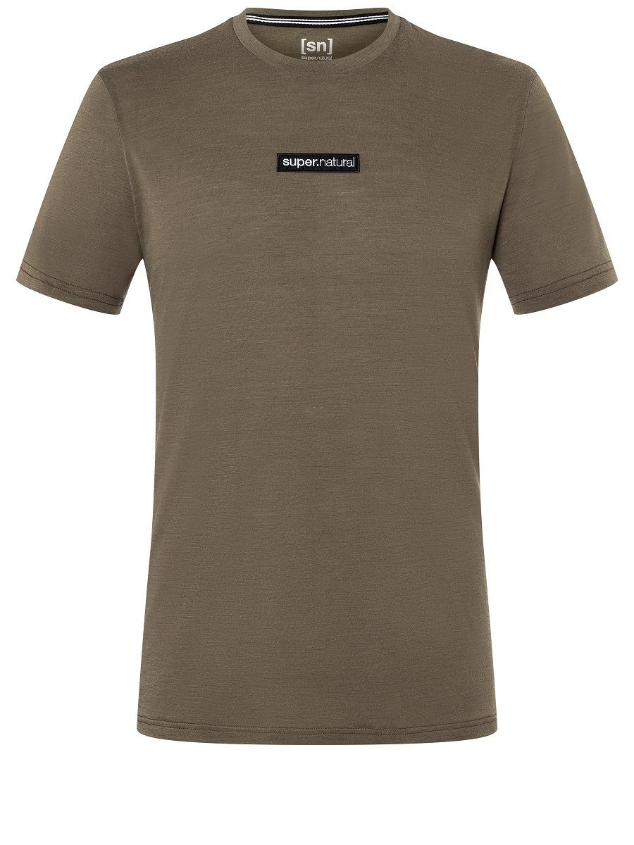 T-Shirt TEE NEW Grey Merino-Materialmix Merino M Print-Shirt Stone SUPER.NATURAL SCHOOL pflegeleichter