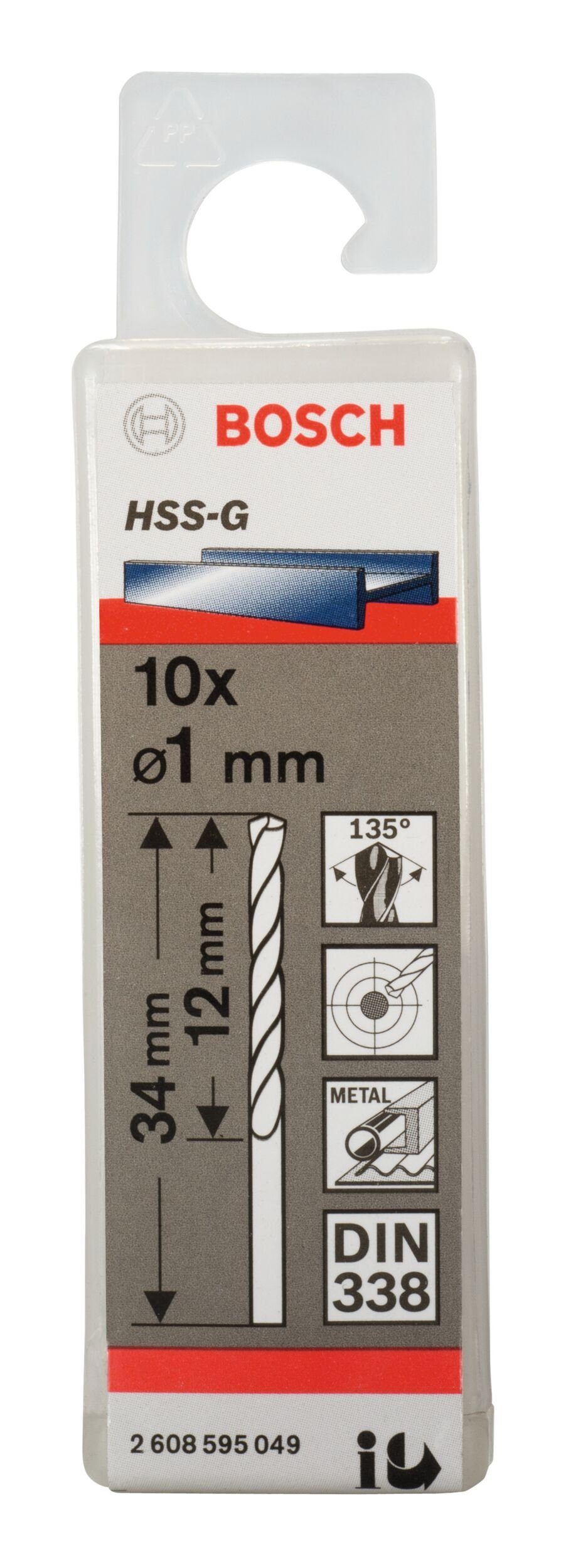 BOSCH Metallbohrer, (10 Stück), HSS-G x - mm (DIN 10er-Pack 338) - x 12 34 1