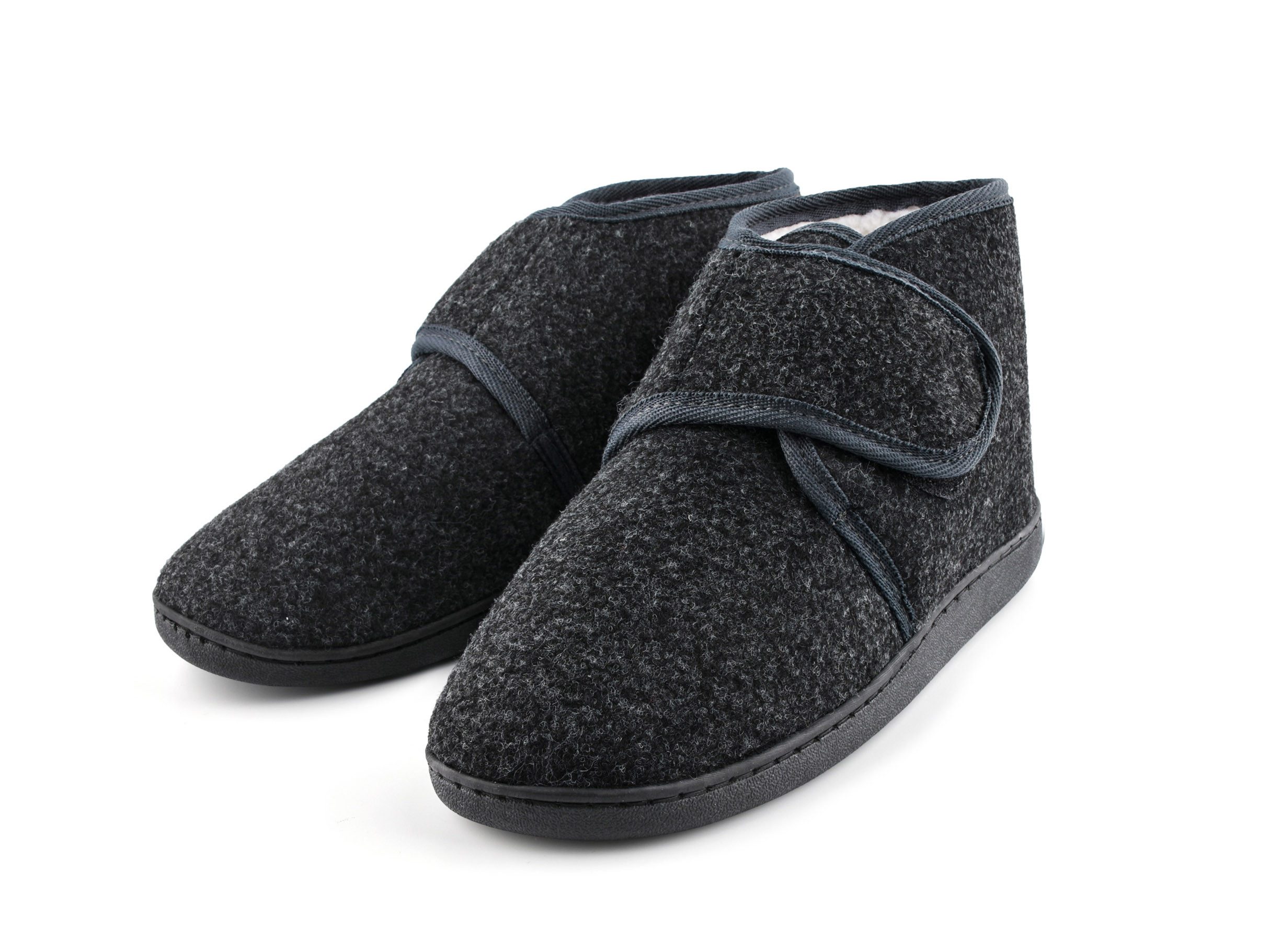 TIESTRA Damen Herren Winterhausschuhe, Warm Hausschuh (Memory Foam Sohle, flach geschnitten, 1-tlg) Kunststoffe mit Lammfell, breiter Fußbereich & Filzpantoffeln