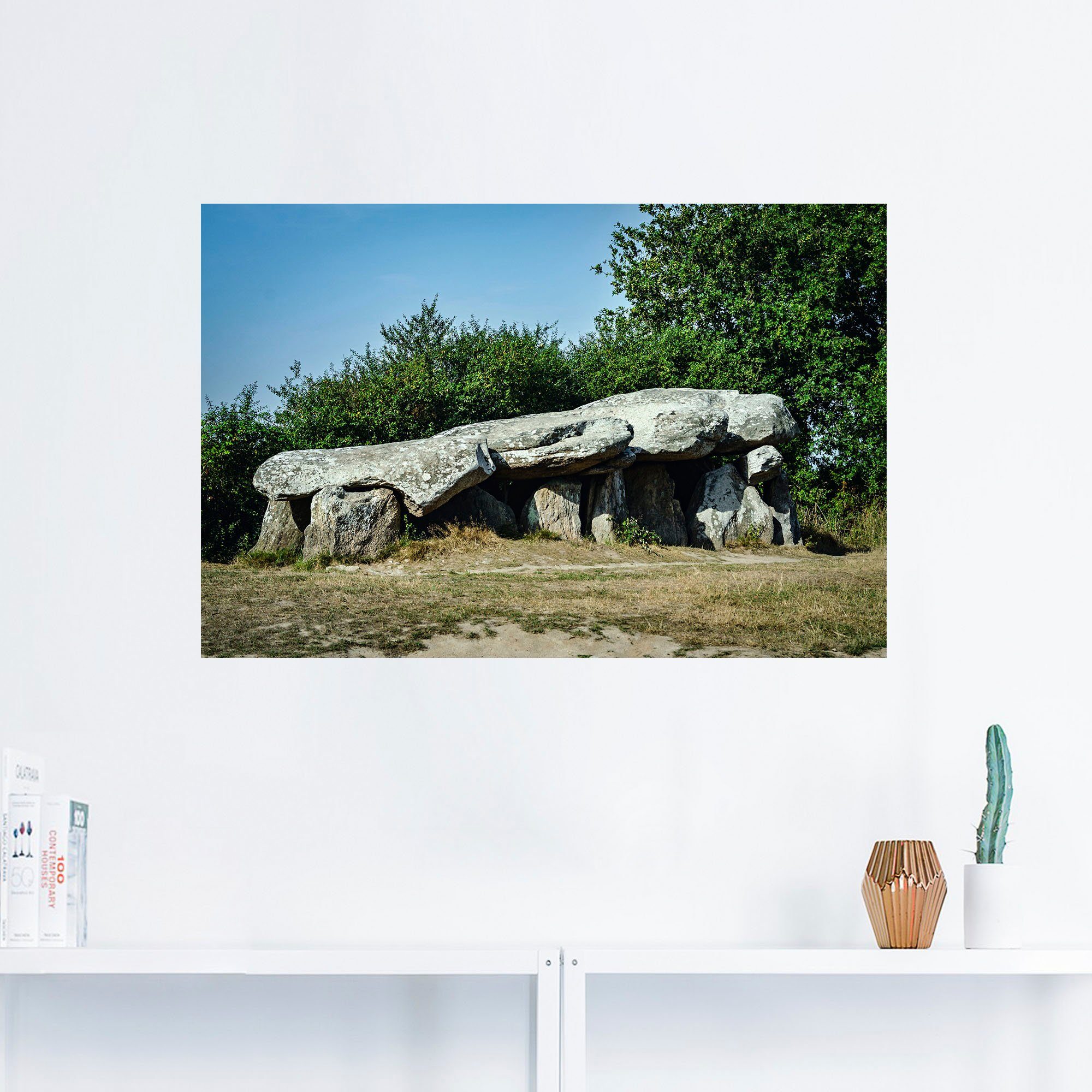 Artland Wandbild Dolmen als de oder Größen versch. Poster Kerbourg Frankreich, St), Wandaufkleber Felsen Leinwandbild, in (1 Alubild