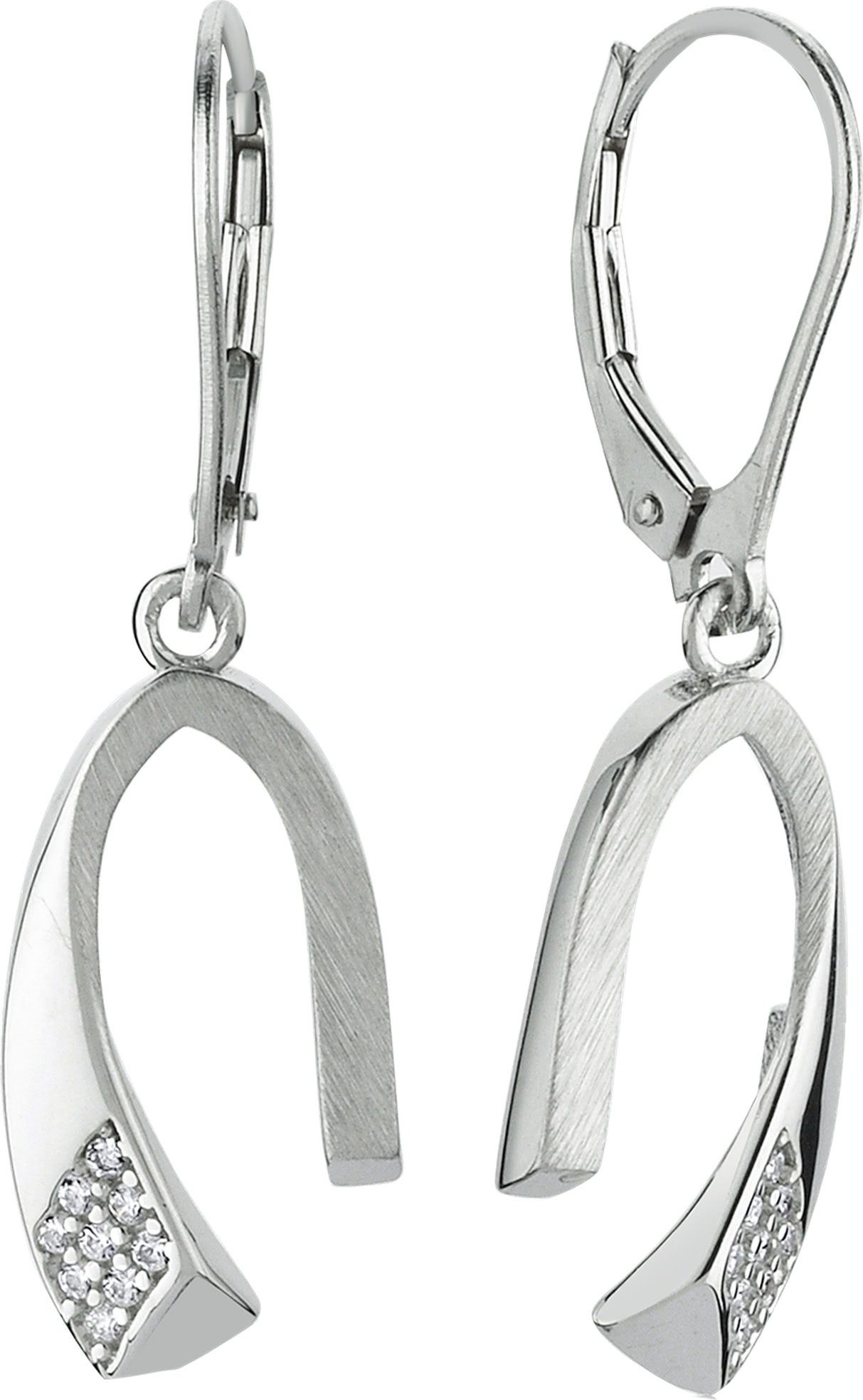 Balia Paar Ohrhänger Balia Damen Ohrringe matt Ohrringe (Ohrhänger), Damen Ohrhänger Hufeisen aus 925 Sterling Silber, Länge ca. 3,7cm