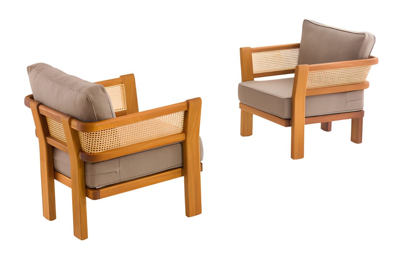 Xlmoebel Sessel Beiger wetterfester Sessel aus hochwertigem Stoff von XLMOEBEL (2-St., 2x Sessel), Made in Europa