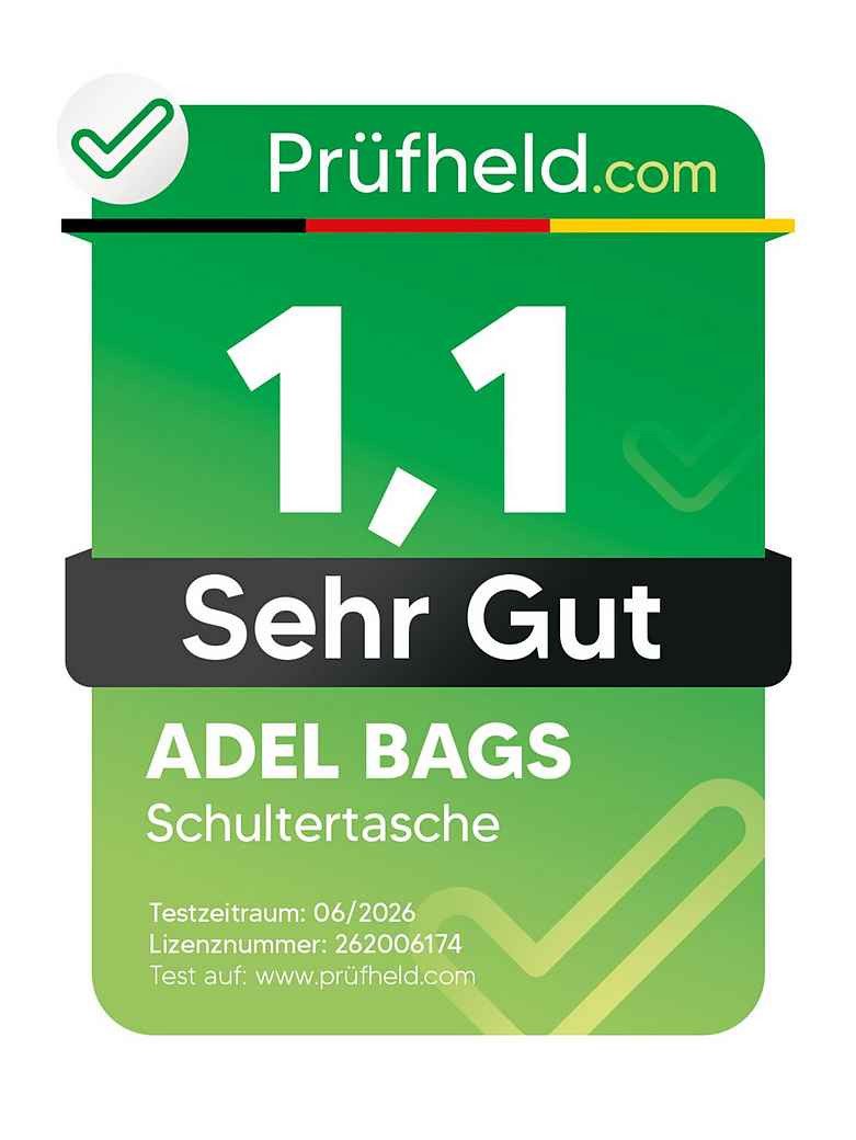 Adel Bags Schultertasche SARA Umhängetasche Damen Bordeaux aus Echtleder Crossbody (Test SEHR GUT, Note 1.1), 20 Farboptionen, Hergestellt in Italien, mit 2 Riemen