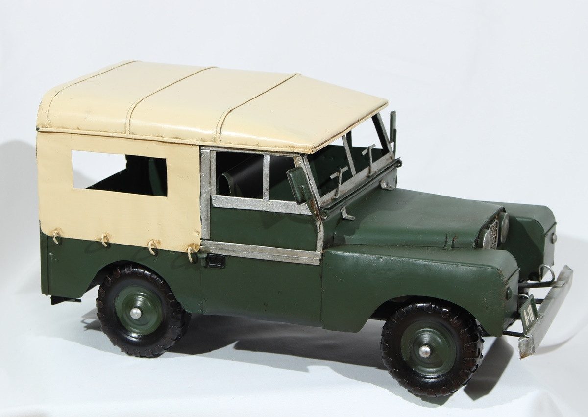 JS GartenDeko Modellauto Blechauto Modellauto Oldtimer Automarke Jeep Safari Land Rover L 36 cm