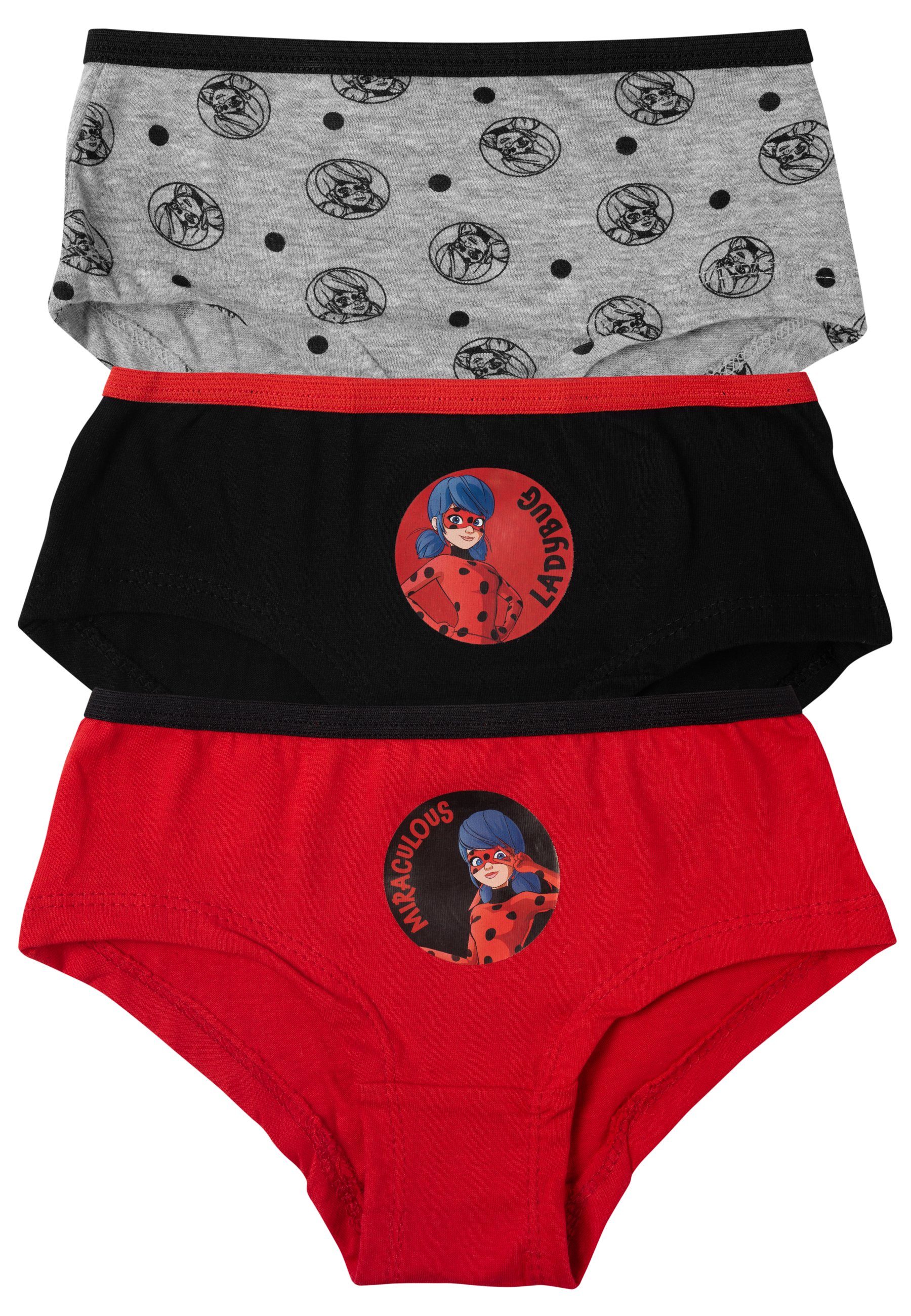 United Labels® Panty Miraculous - Ladybug Slip, versch. Motive und Farben, 3er-Pack