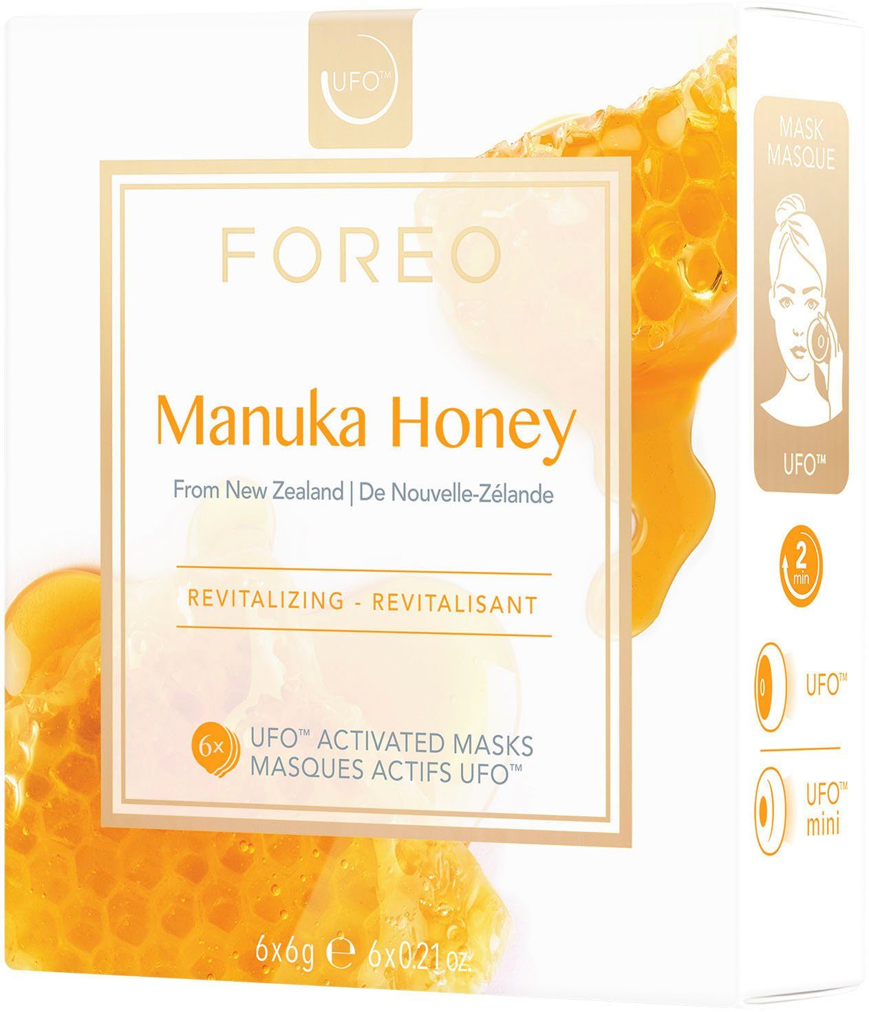 6 g, Packung, Honey UFO UFO mini x 6 kompatibel & Tuchmaske mit FOREO Manuka