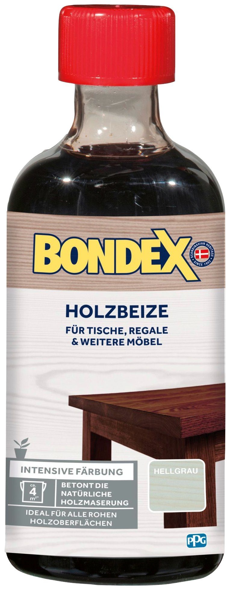 Bondex Lasur HOLZBEIZE, für Tische, Regale & weitere Möbel, intensive Färbung, 0,25 l hellgrau