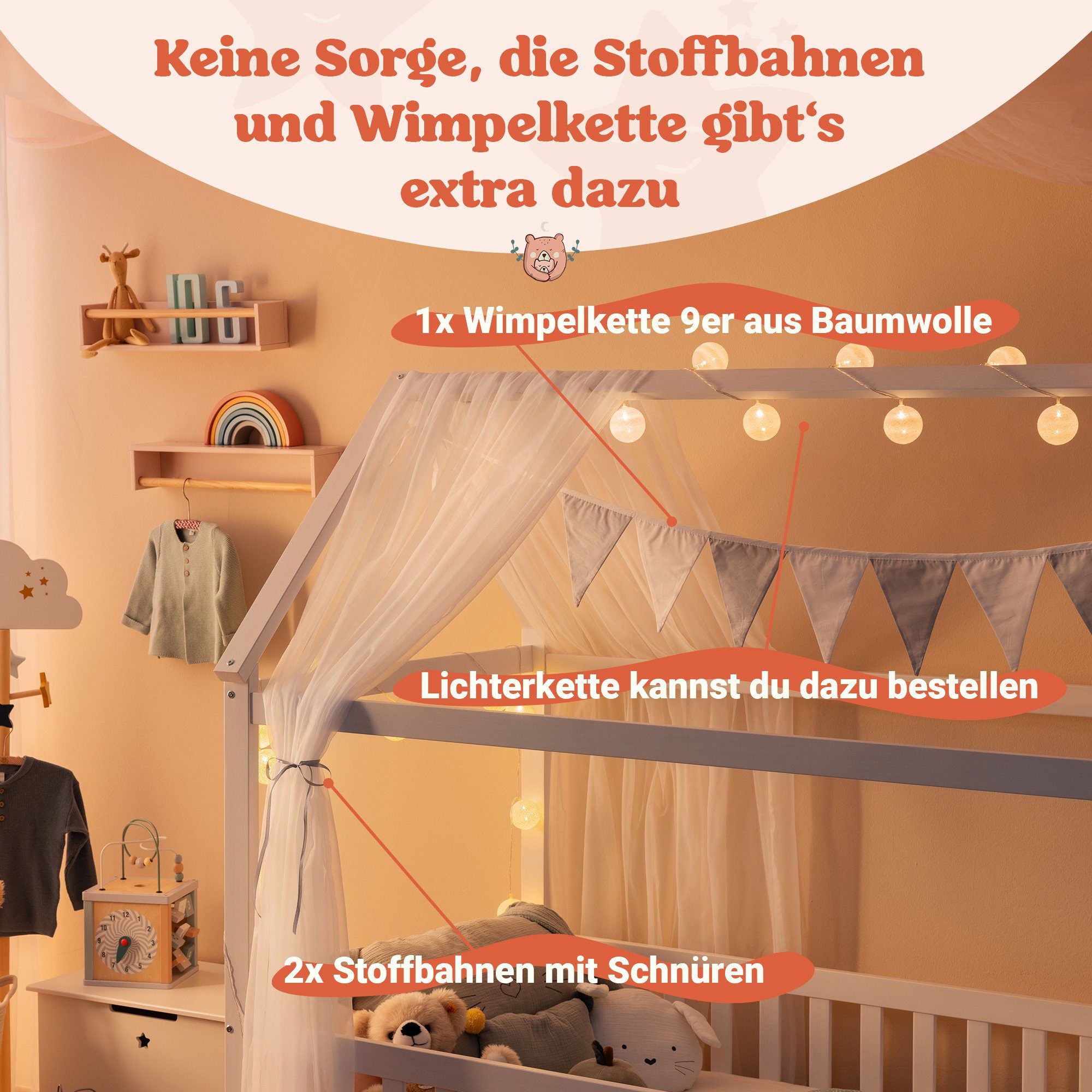 Alcube Hausbett HEIM I und inkl. Deko Schubladen Jungen BESTSELLER! aus für 80x160, Lichterkette, Liegefläche Kiefernholz FSC I I 2 Jugendbett weiß in zertifizierter 80x160 wechselbarem Hausbett Hausbetten Weiß SET 80x160 Matratze mit Lattenrost, KOMPLETT Dekoration Lieferung Set ohne ohne Mädchen cm massivem weiß), Schubkästen 80x160 GRATIS - (Kinderbett mit Rausfallschutz und KOMPLETT Lichterkette Schublade+Matratze+Weiß