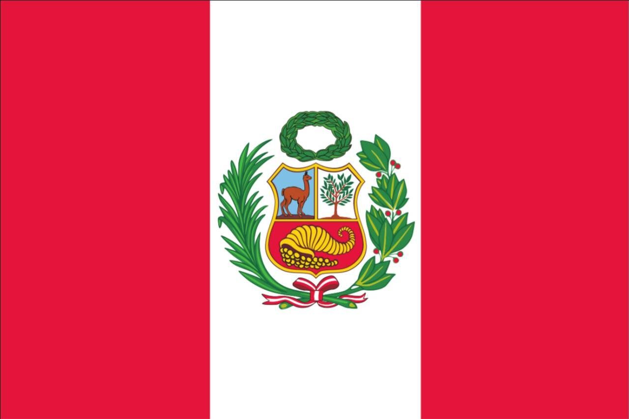 Peru Flagge flaggenmeer Querformat mit Wappen 160 g/m²