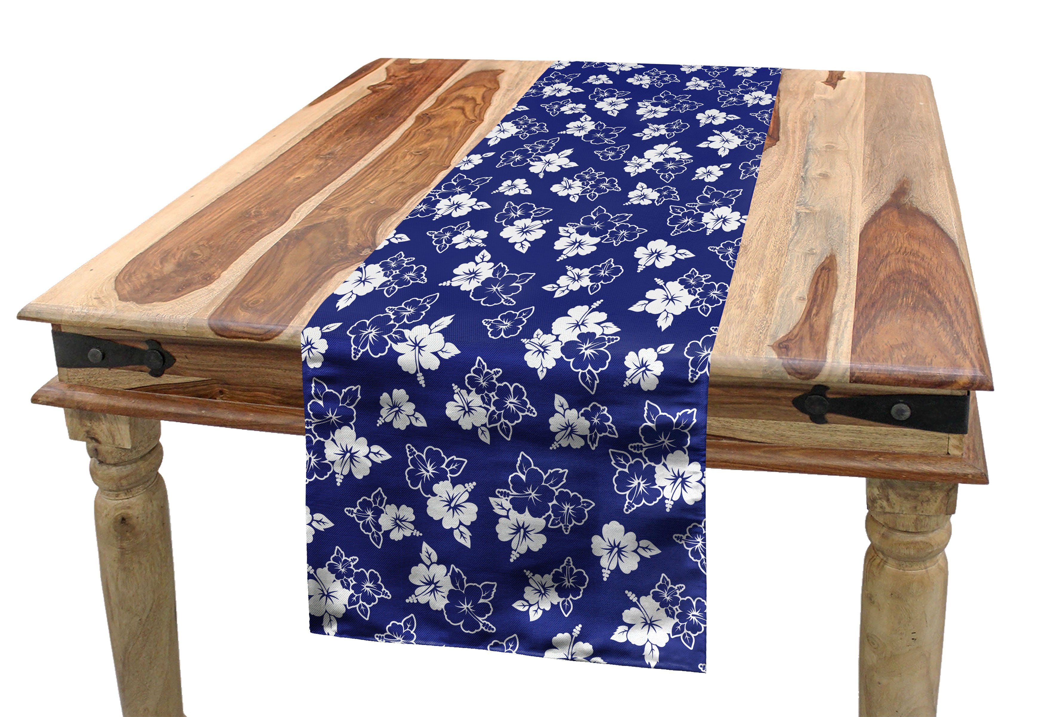 Abakuhaus Tischläufer Esszimmer Küche Rechteckiger Dekorativer Tischläufer, Aloha Monochrome Exotic Hibiscus | Tischläufer