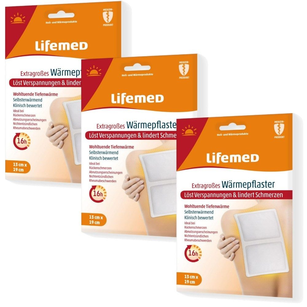 LifeMed Wärmepflaster 3x Lifemed Wärmepflaster extragroß 19 cm x 13 cm