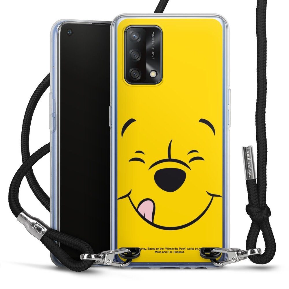 DeinDesign Handyhülle Winnie Puuh Offizielles Lizenzprodukt Disney Puuh Closeup, Oppo A74 Handykette Hülle mit Band Case zum Umhängen Cover mit Kette